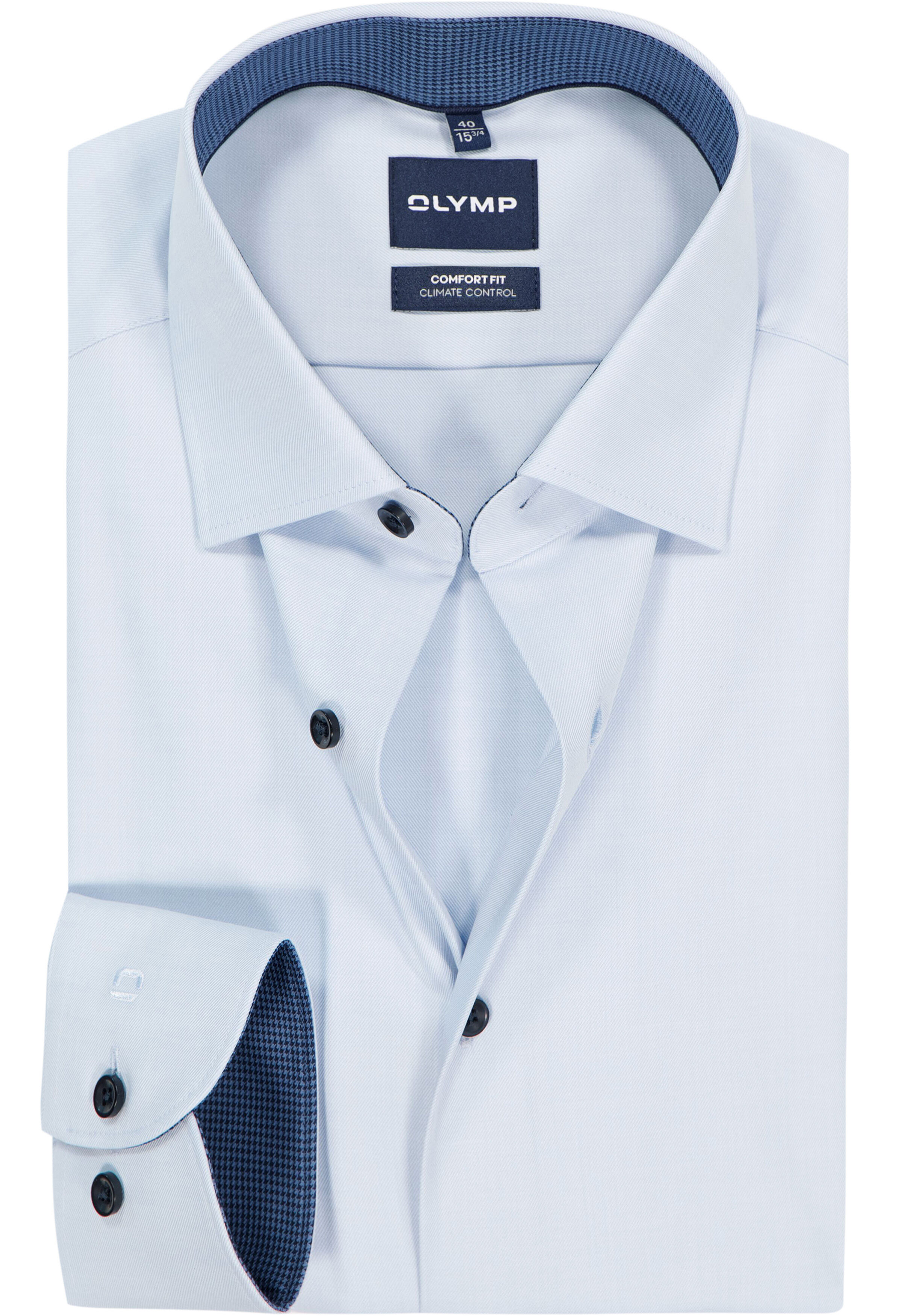 OLYMP 24/7 Luxor comfort fit overhemd, twill, lichtblauw