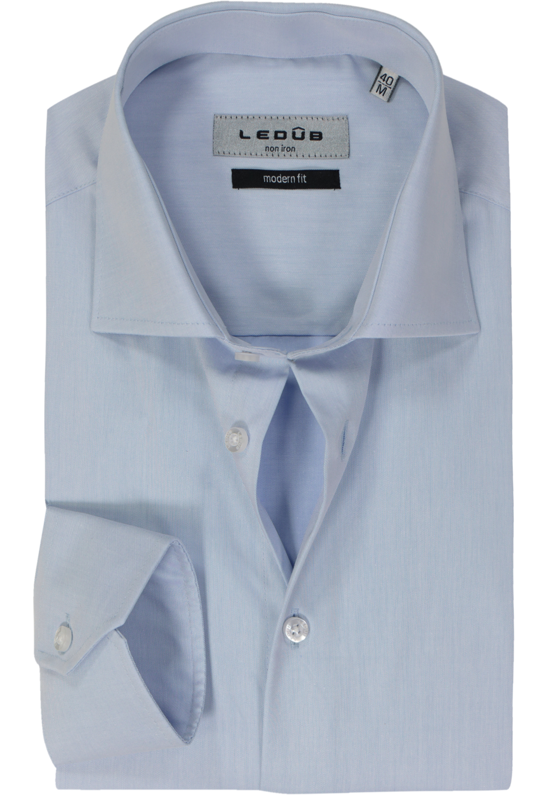 Ledub modern fit overhemd, lichtblauw twill  Ledub modern fit overhemd, lichtblauw twill