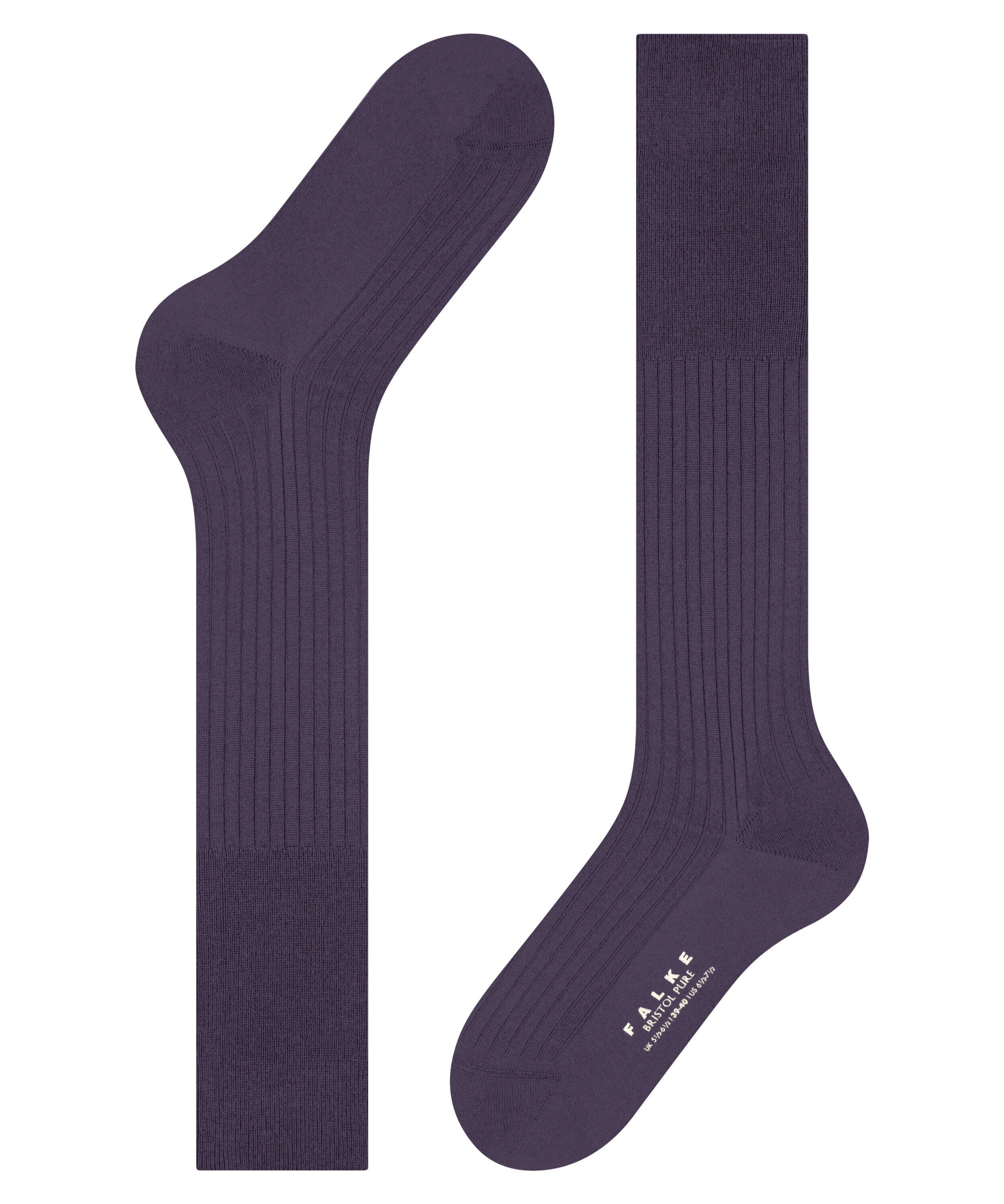 FALKE Bristol Pure heren kniekousen, paars (amethyst)