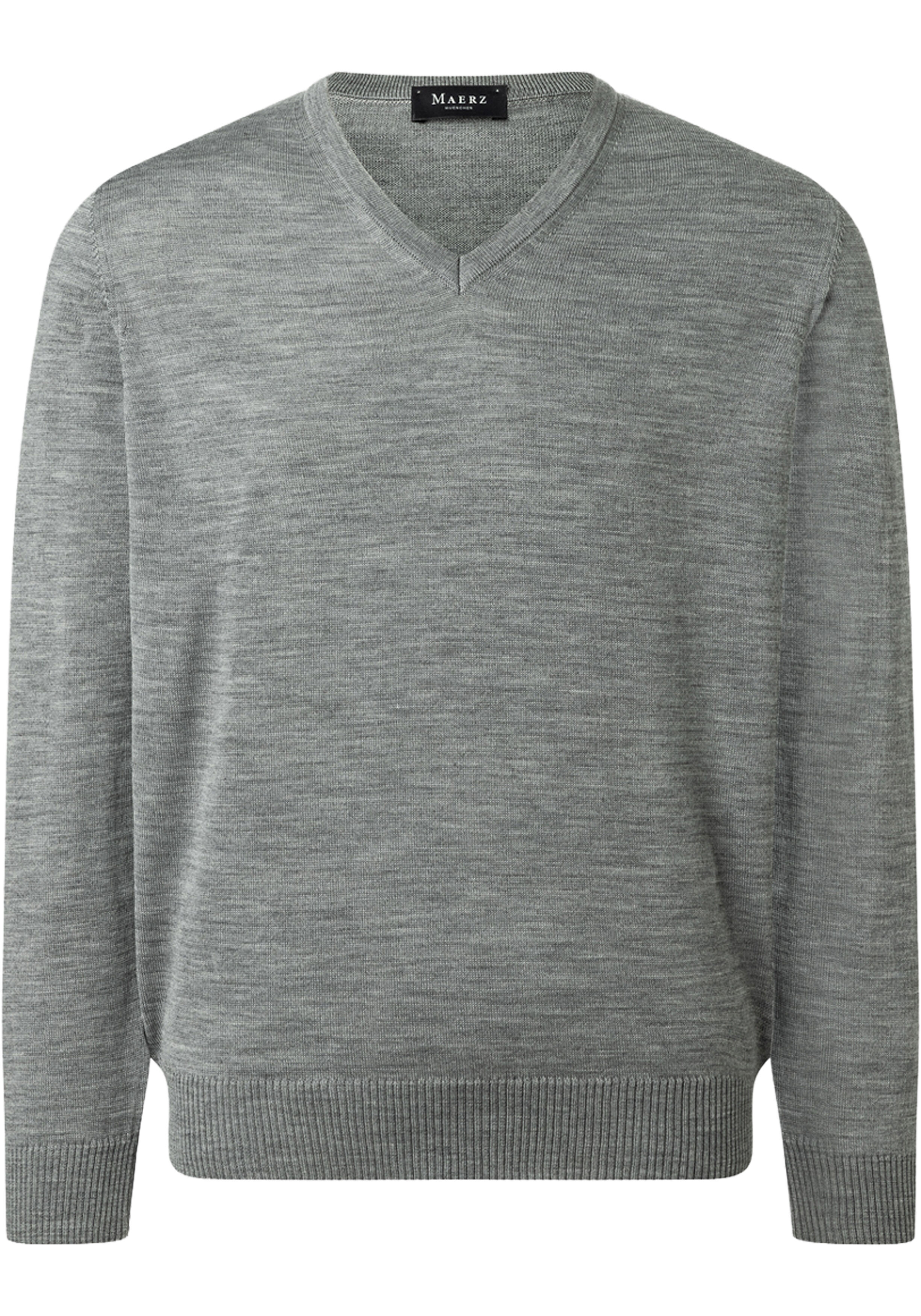 MAERZ Classic Fit heren trui met V-hals wol, grijs