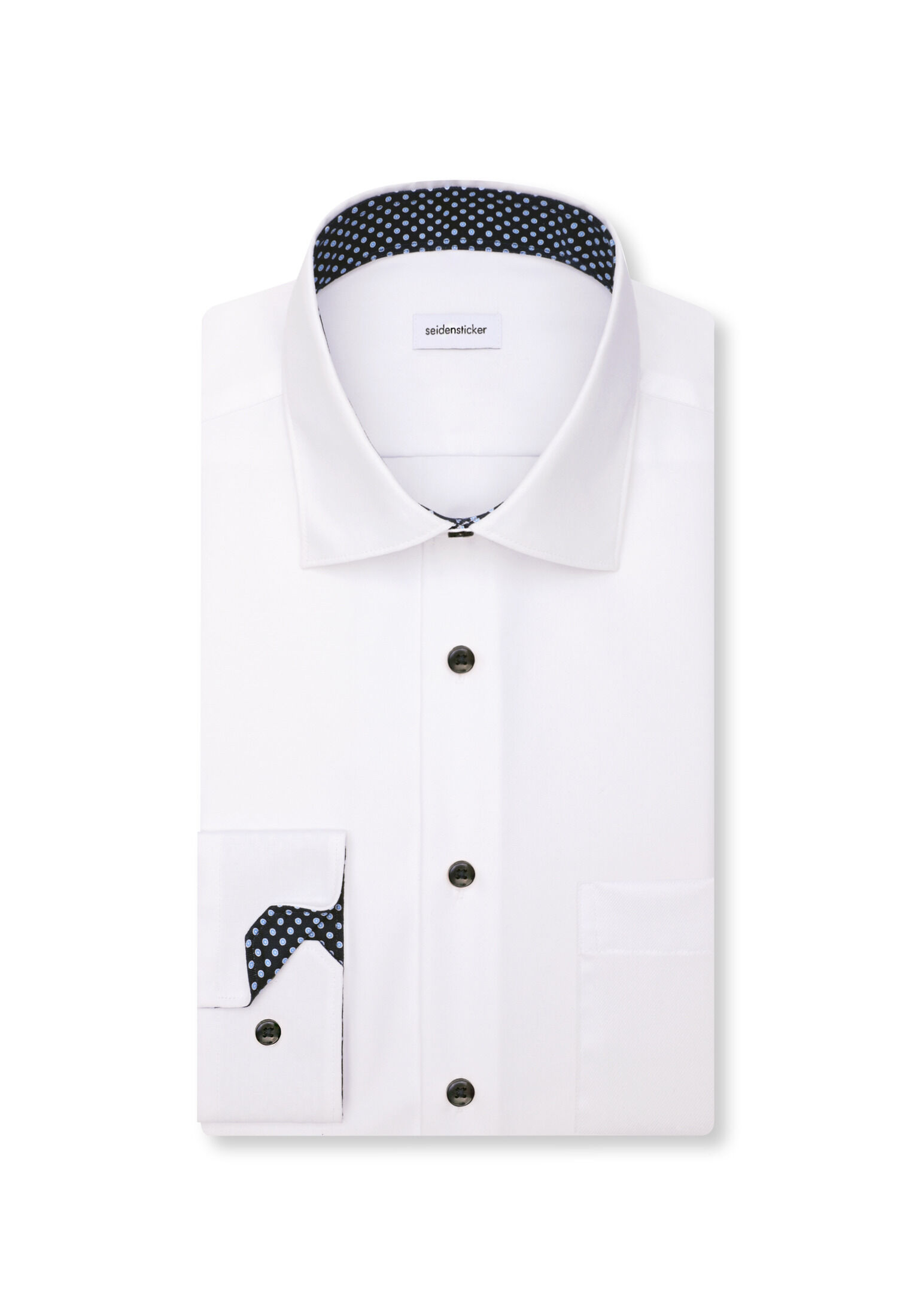 Seidensticker regular fit overhemd, mouwlengte 7, popeline, wit