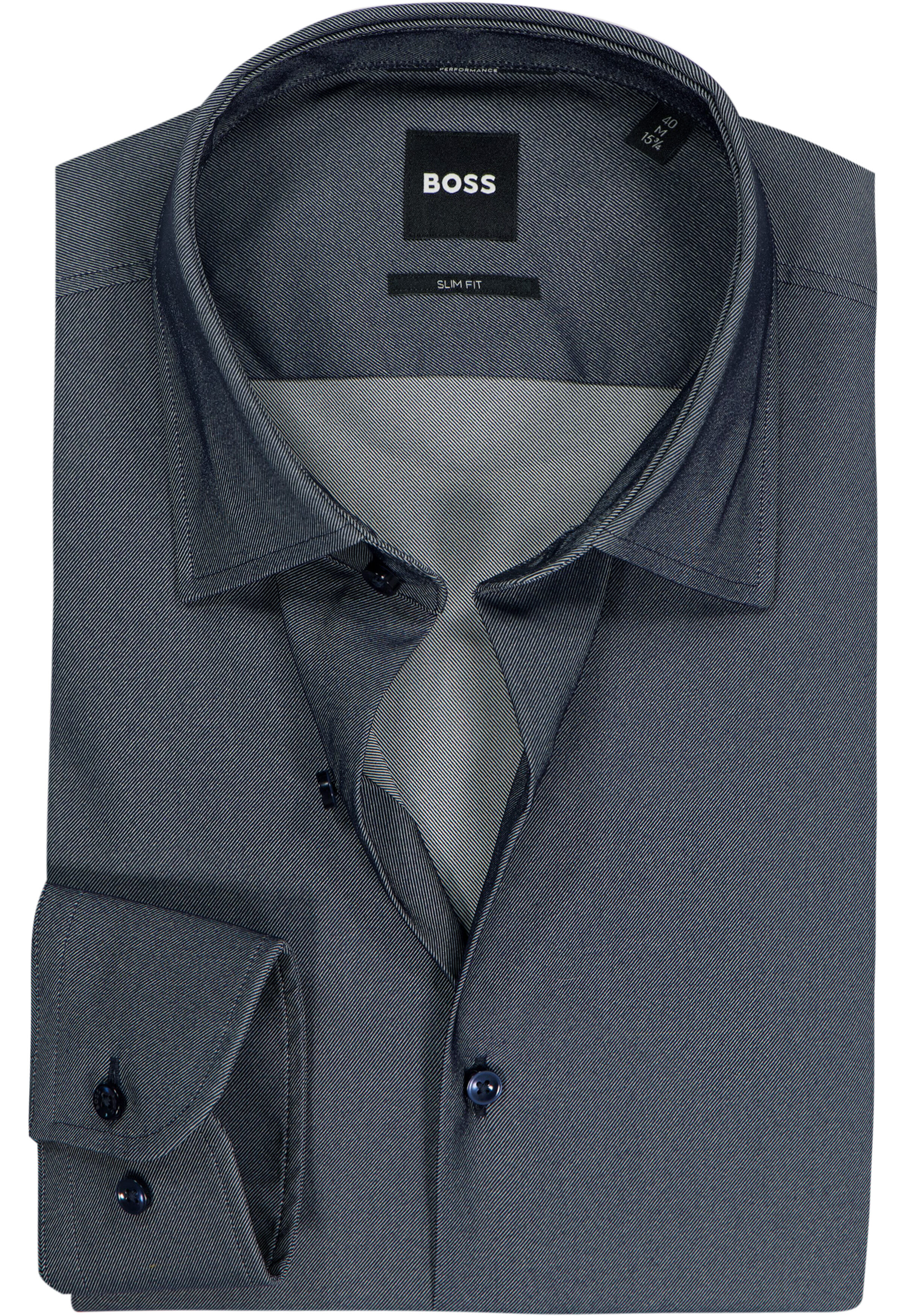 BOSS Hank slim fit overhemd, popeline, donkerblauw