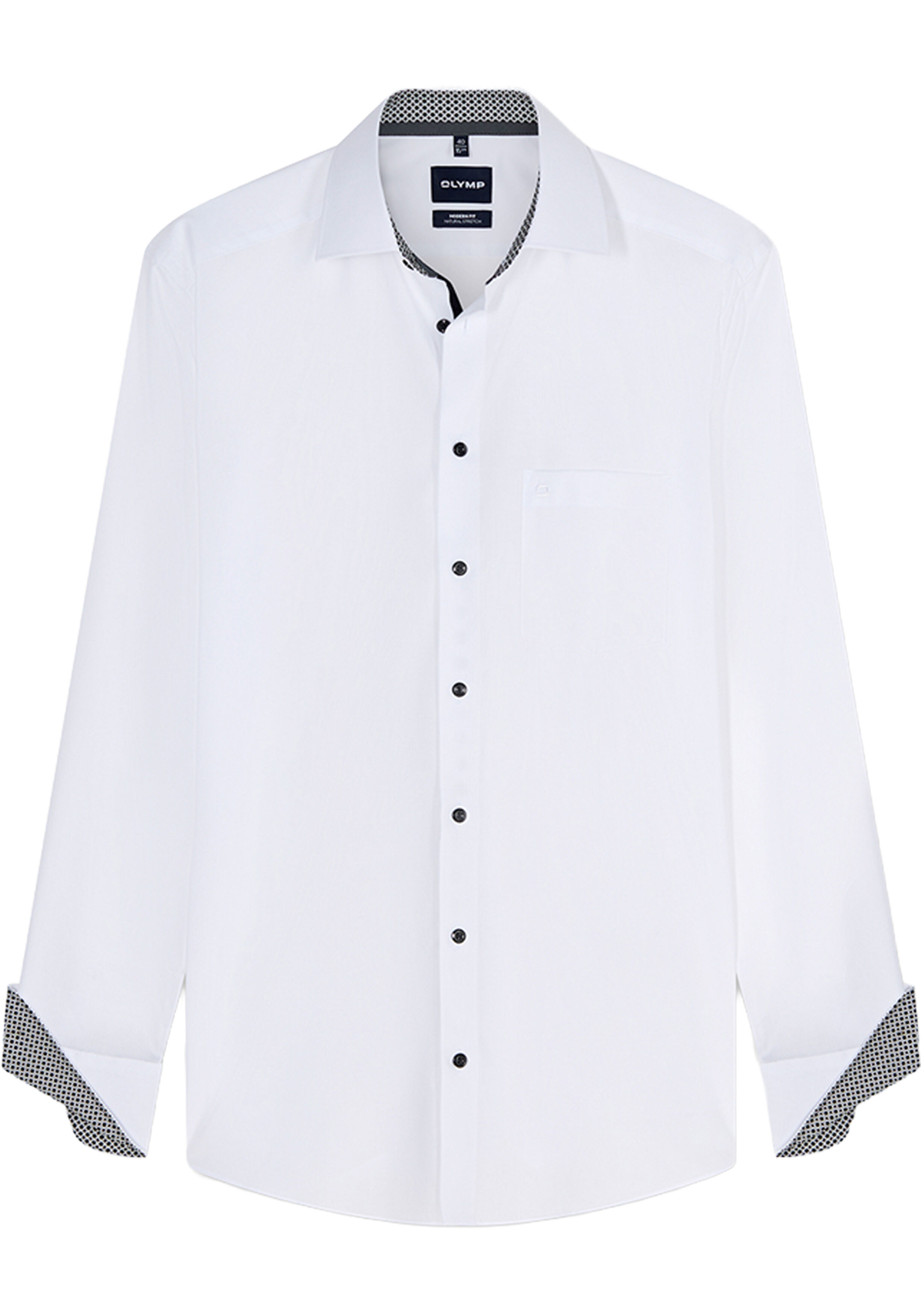 OLYMP Luxor modern fit overhemd, popeline, wit