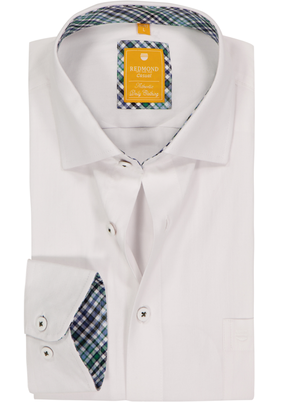 Redmond modern fit overhemd, twill, wit Redmond modern fit overhemd, twill, wit