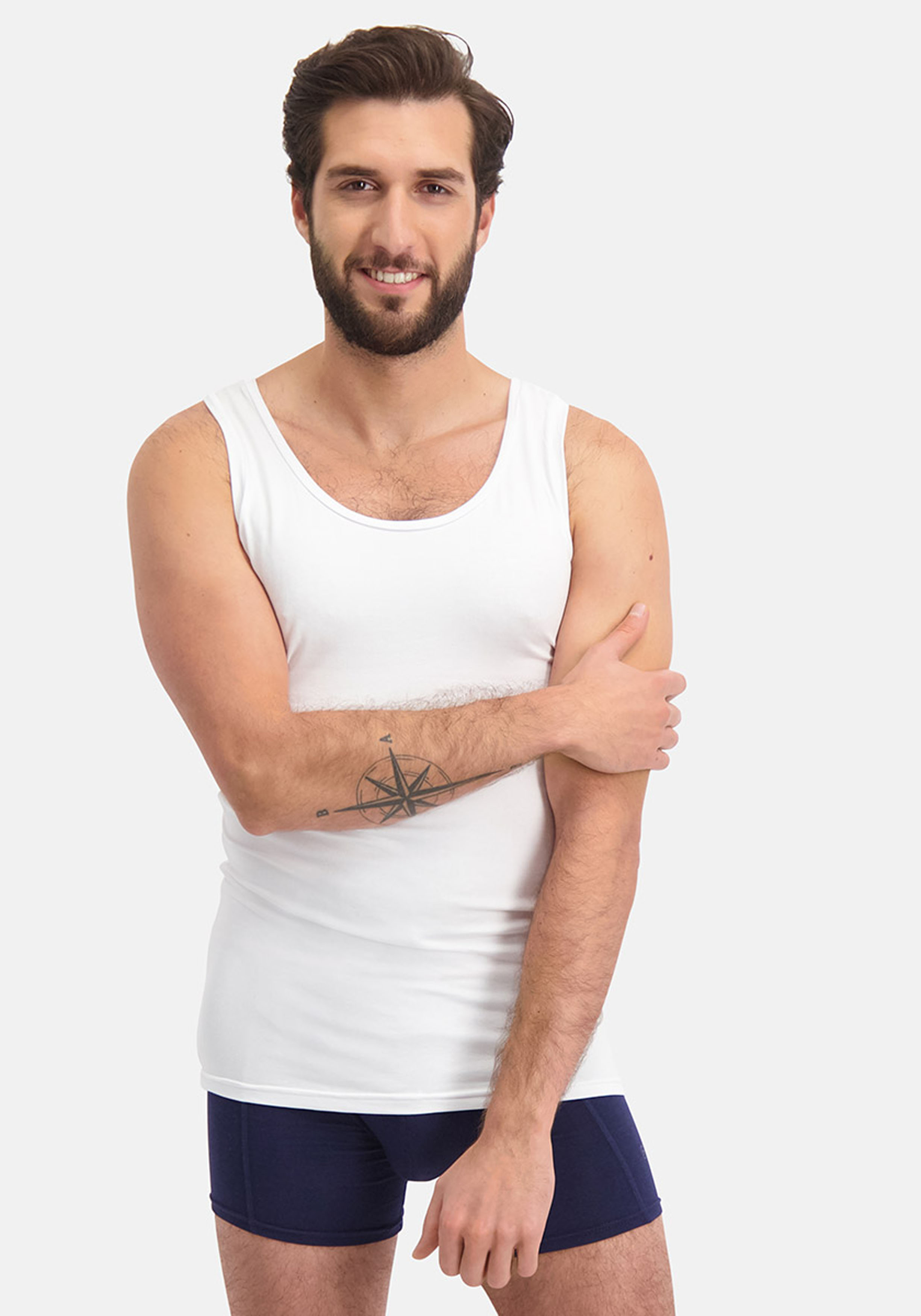 Bamboo Basics Stef singlet (2-pack), heren hemd, wit