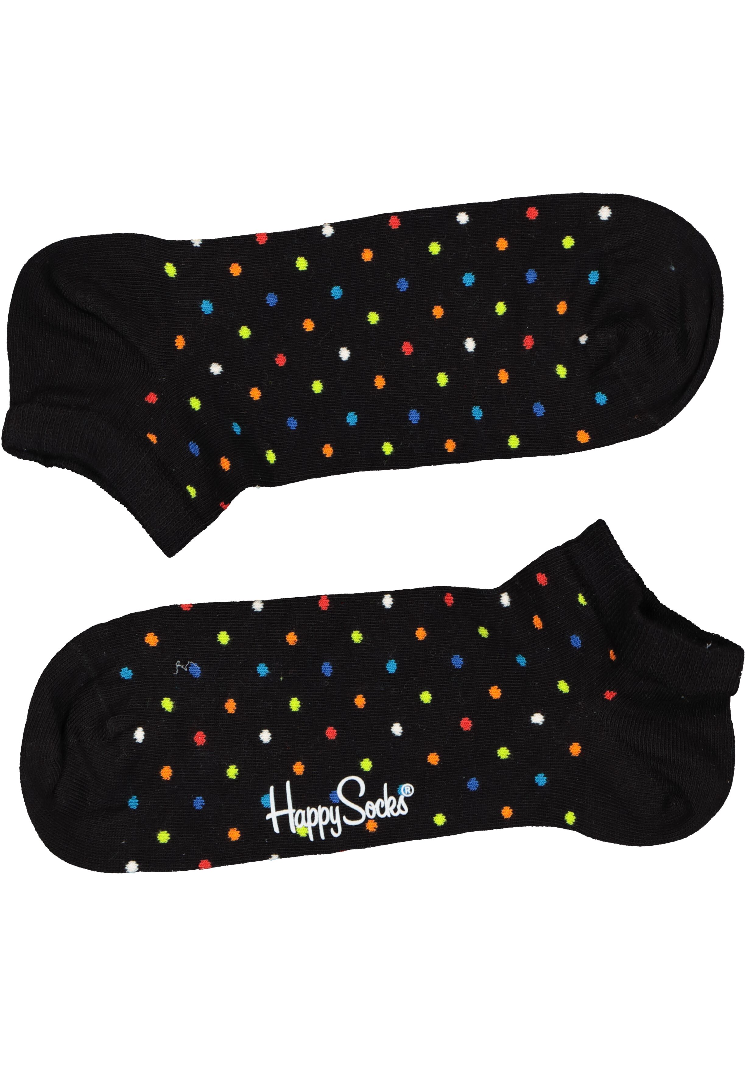 Happy Socks Mini Dot Low Sock (2-pack), zwart met kleur