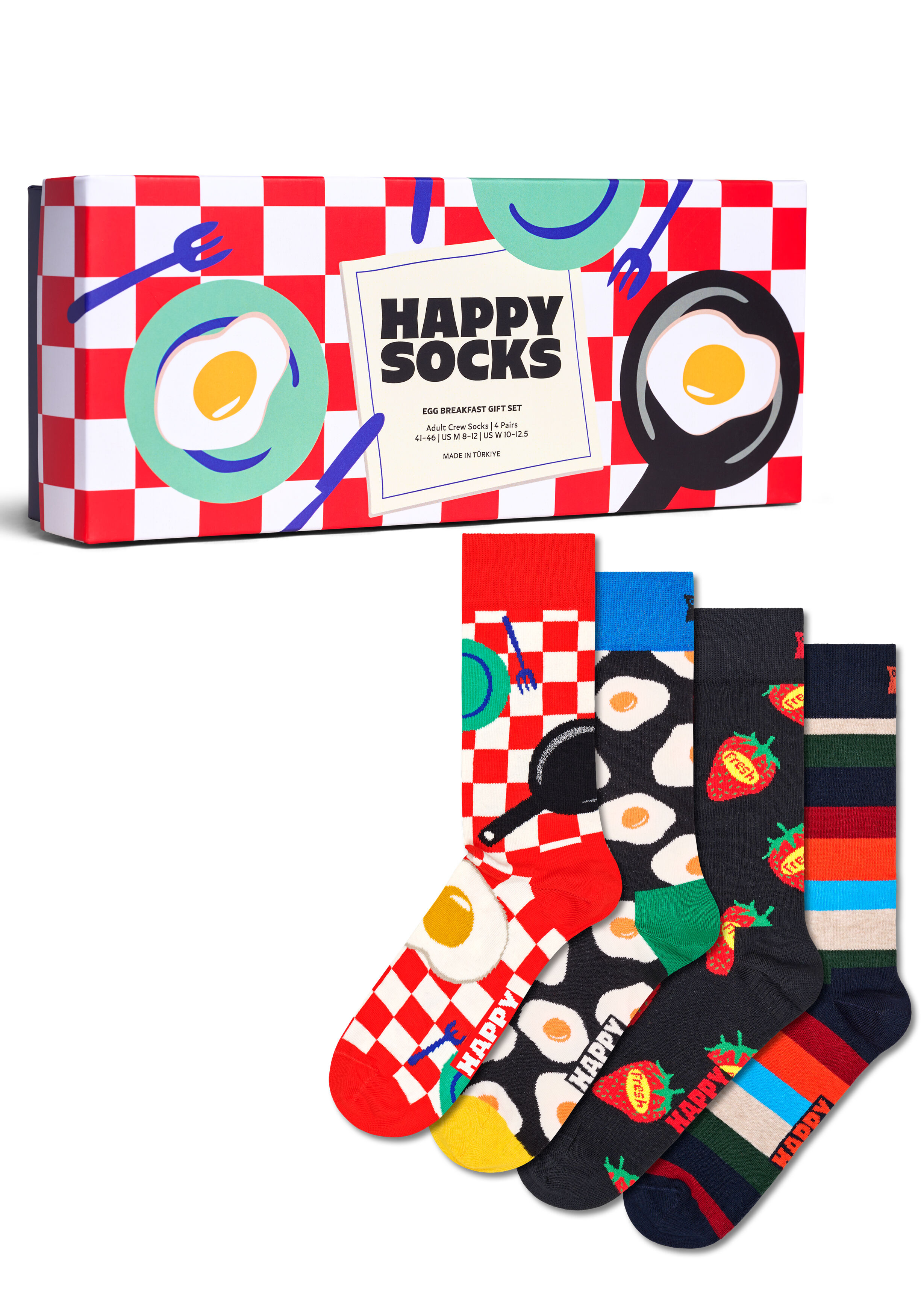 Happy Socks Food Socks Gift Set (4-pack), unisex sokken in cadeauverpakking, rood