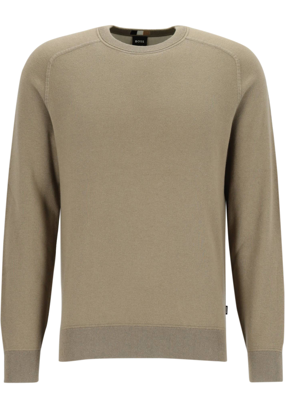BOSS Hidoneo regular fit trui katoen met wol, heren trui middeldik O-hals, bruin BOSS Hidoneo regular fit trui katoen met wol, heren trui middeldik O-hals, bruin