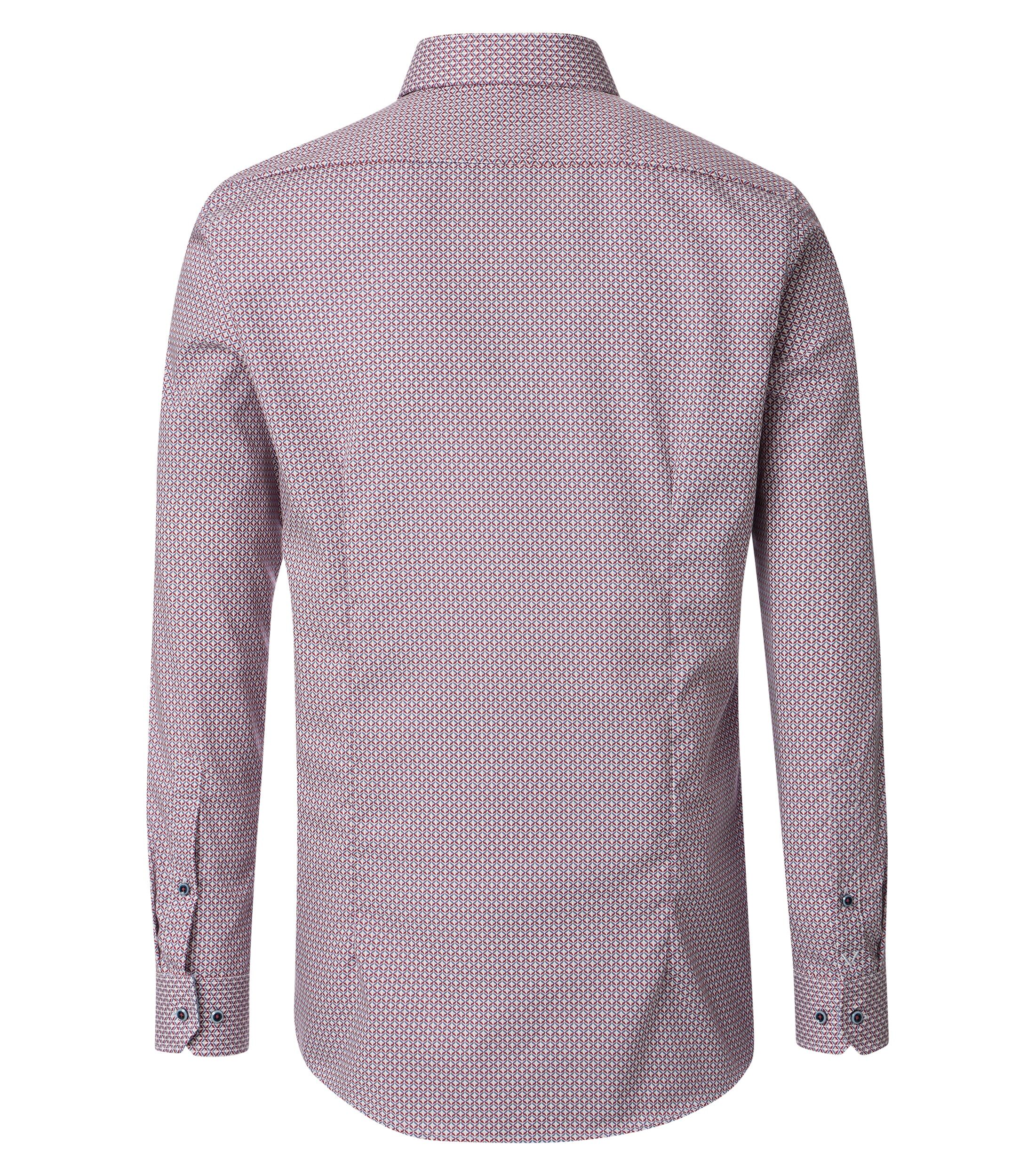 VENTI body fit overhemd, popeline, rood, wit en blauw dessin