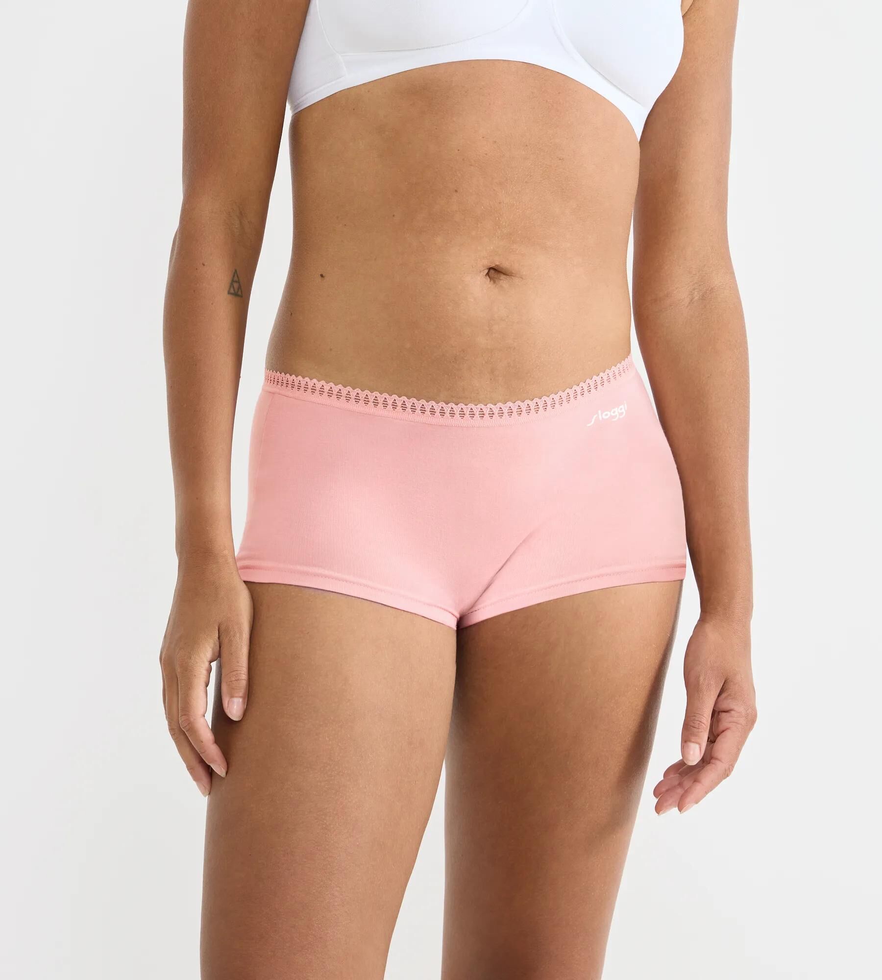 Sloggi Women GO Crush Short (3-pack), dames boxer, lichroze, flamingo roze en roze met wit dessin
