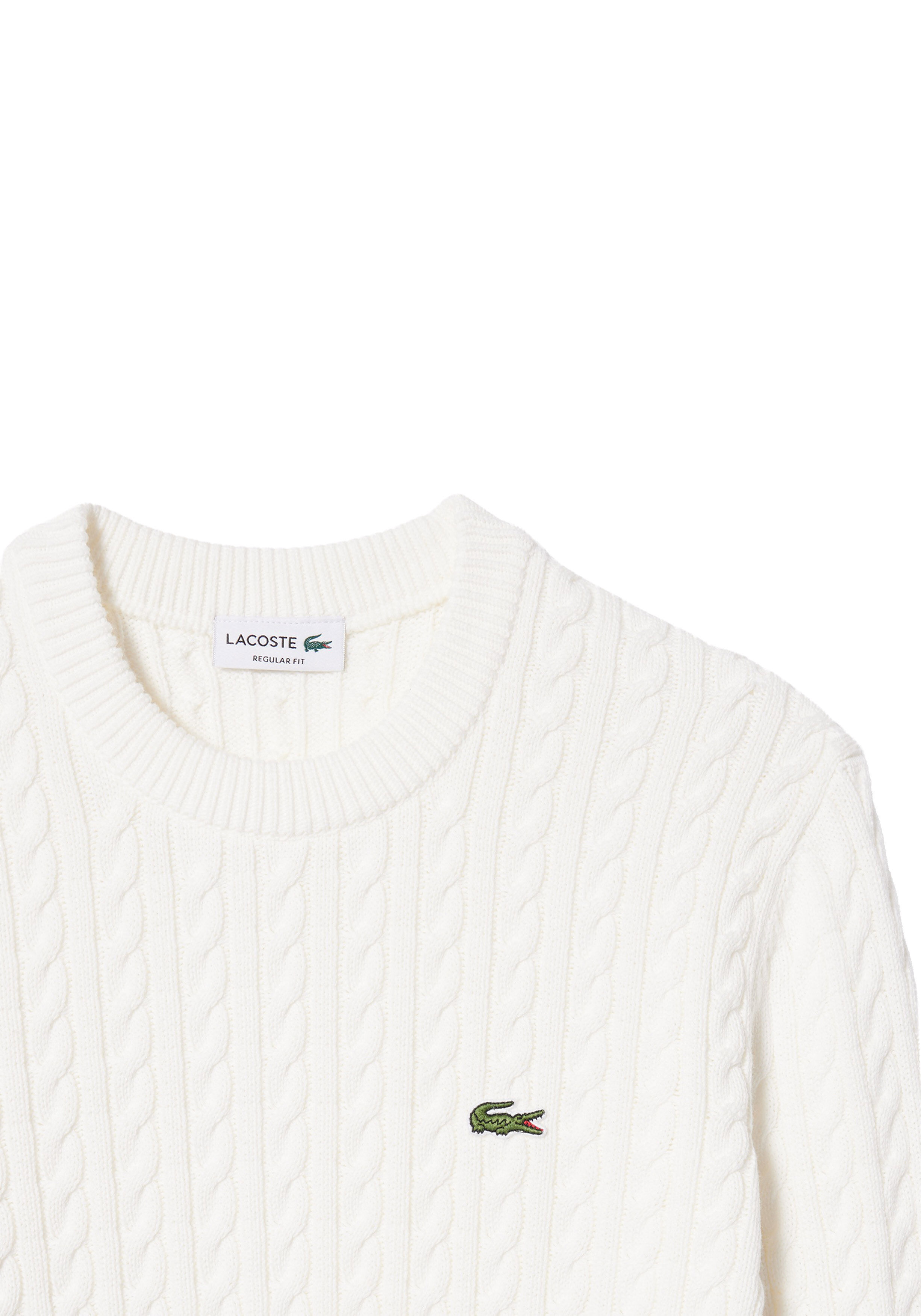 Lacoste herentrui katoen, O-hals, bloemwit