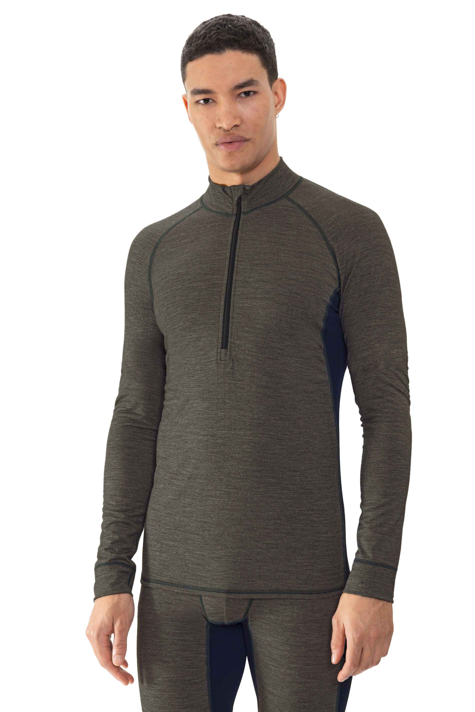 Mey heren T-shirt long sleeve Prfrmnc+, thermo T-shirt lange mouw gedempt olijfgroen