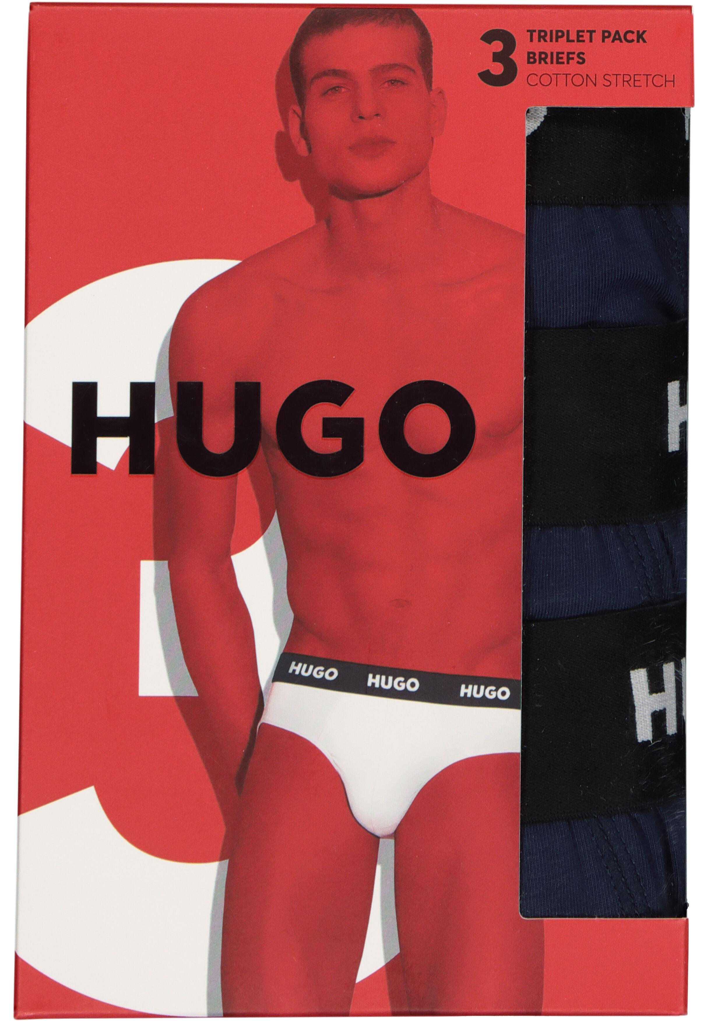 HUGO hipster briefs (3-pack), heren slips, blauw