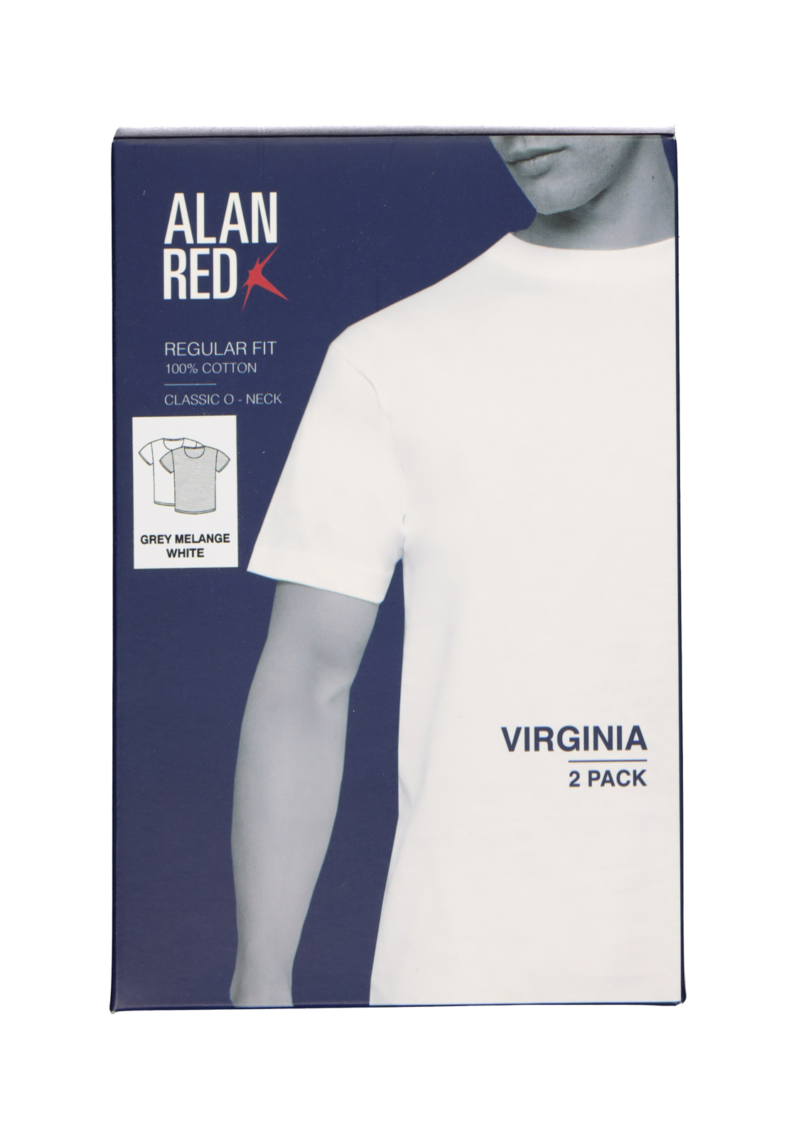 6-8052447527505-alan_red-virginia-wit_grijs_HR ALAN RED T-shirts Virginia (2-pack), O-hals, wit en grijs melange