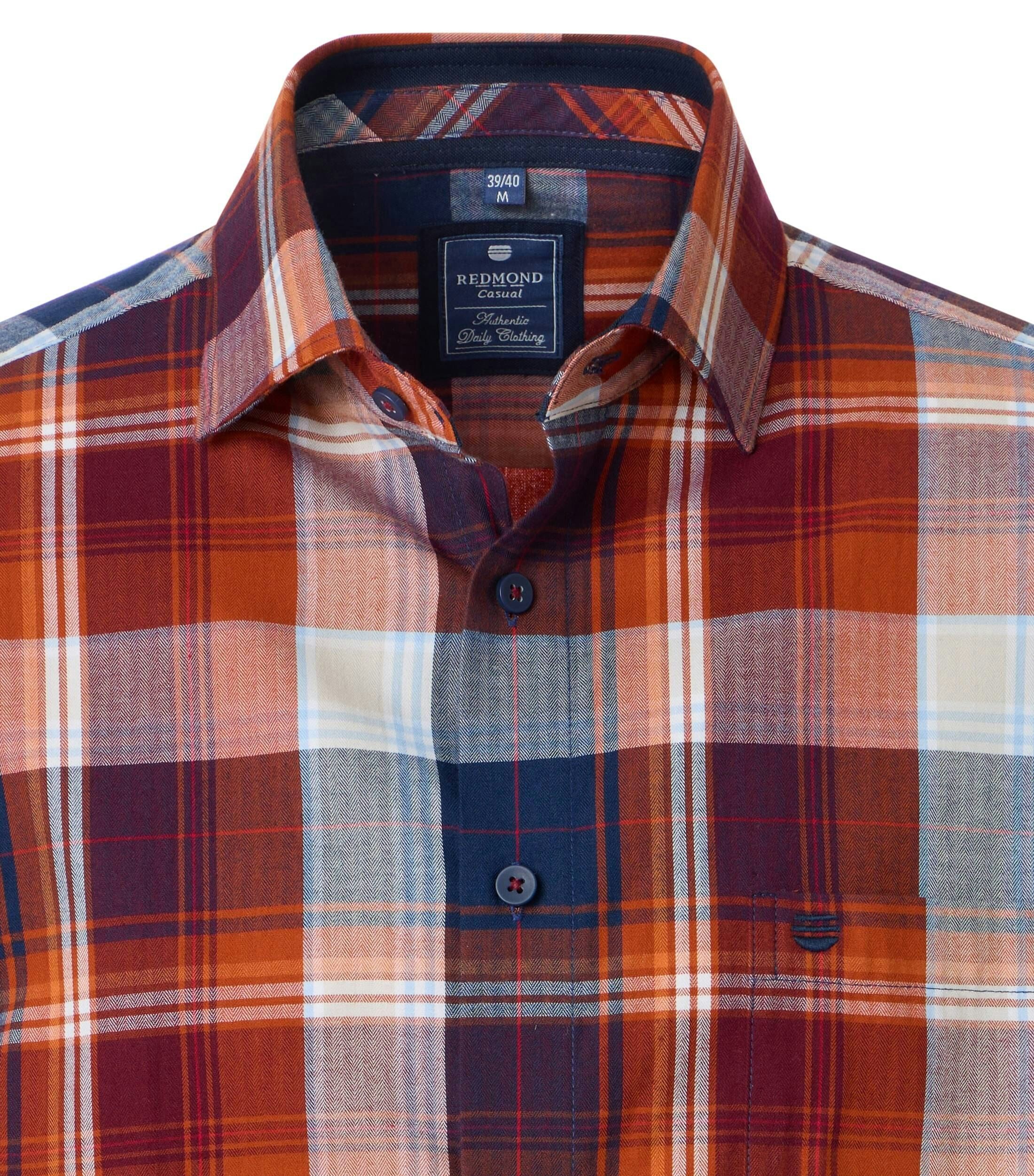 Redmond comfort fit overhemd, twill, rood geruit