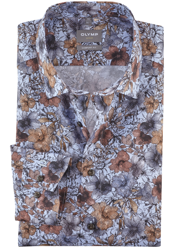 OLYMP comfort fit overhemd, popeline, lichtblauw dessin OLYMP comfort fit overhemd, popeline, lichtblauw dessin