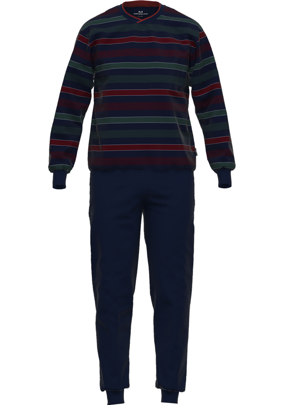 Gotzburg heren pyjama O-hals, donkerblauw gestreept Gotzburg heren pyjama O-hals, donkerblauw gestreept