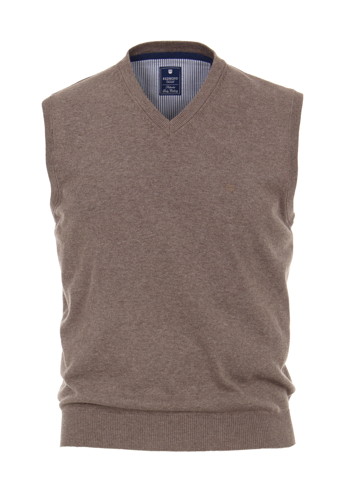 1-4049807809443-redmond-spencer_HR Redmond heren spencer katoen, V-hals, licht beige bruin