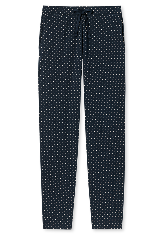 SCHIESSER Mix+Relax loungebroek lang, dames loungebroek lang jersey stippen donkerblauw patroon SCHIESSER Mix+Relax loungebroek lang, dames loungebroek lang jersey stippen donkerblauw patroon