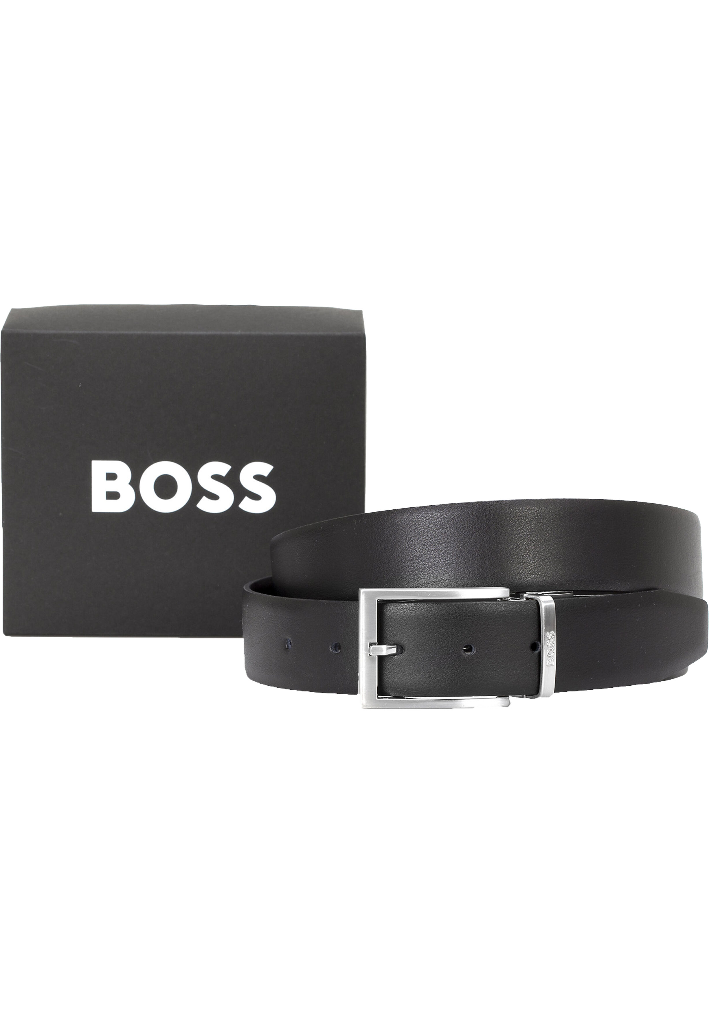 BOSS leren heren riem, zwart