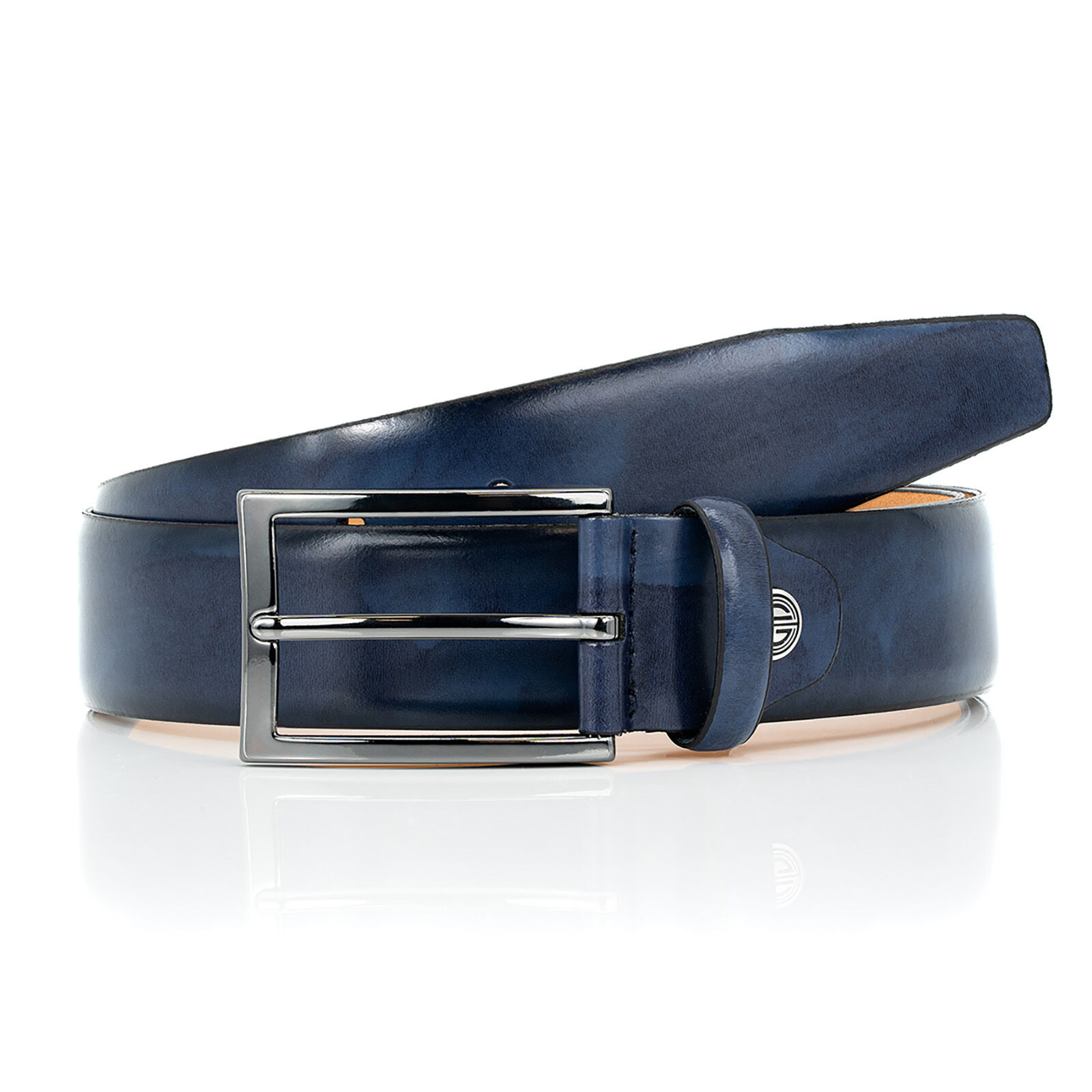 LINDENMANN leren heren riem, blauw