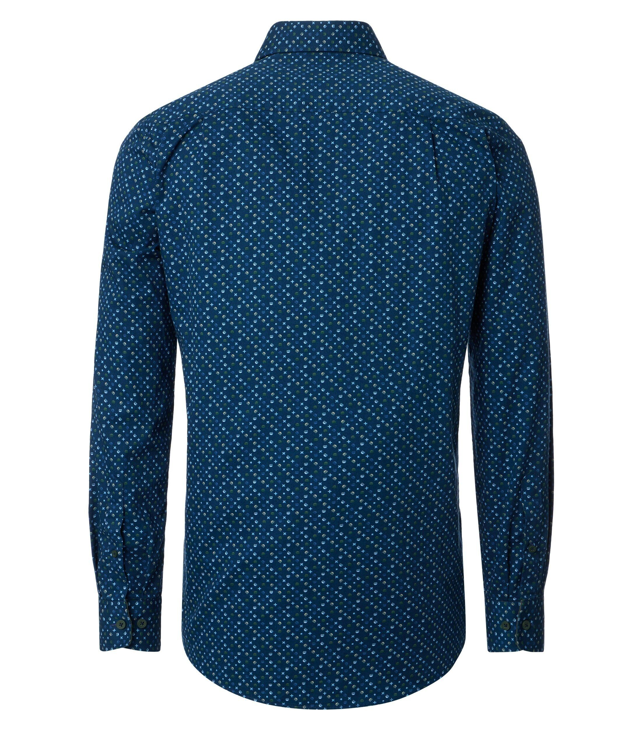 Redmond comfort fit overhemd, popeline, groen dessin