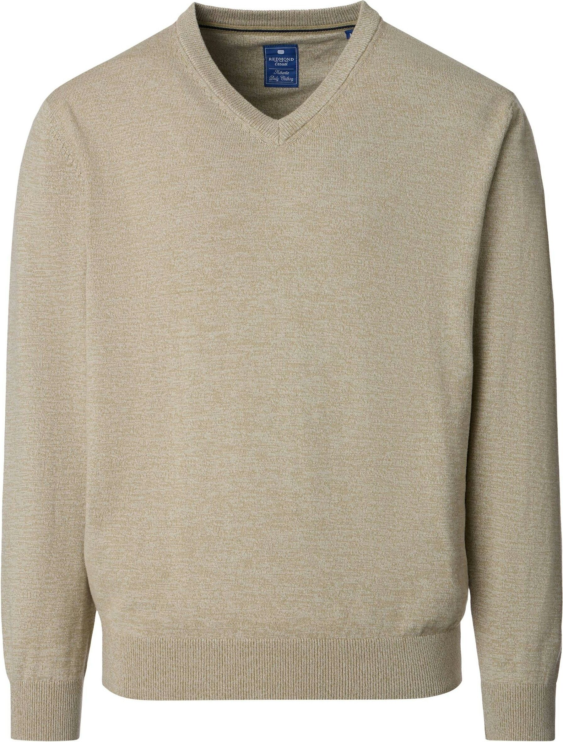 Redmond heren trui katoen, V-hals, beige