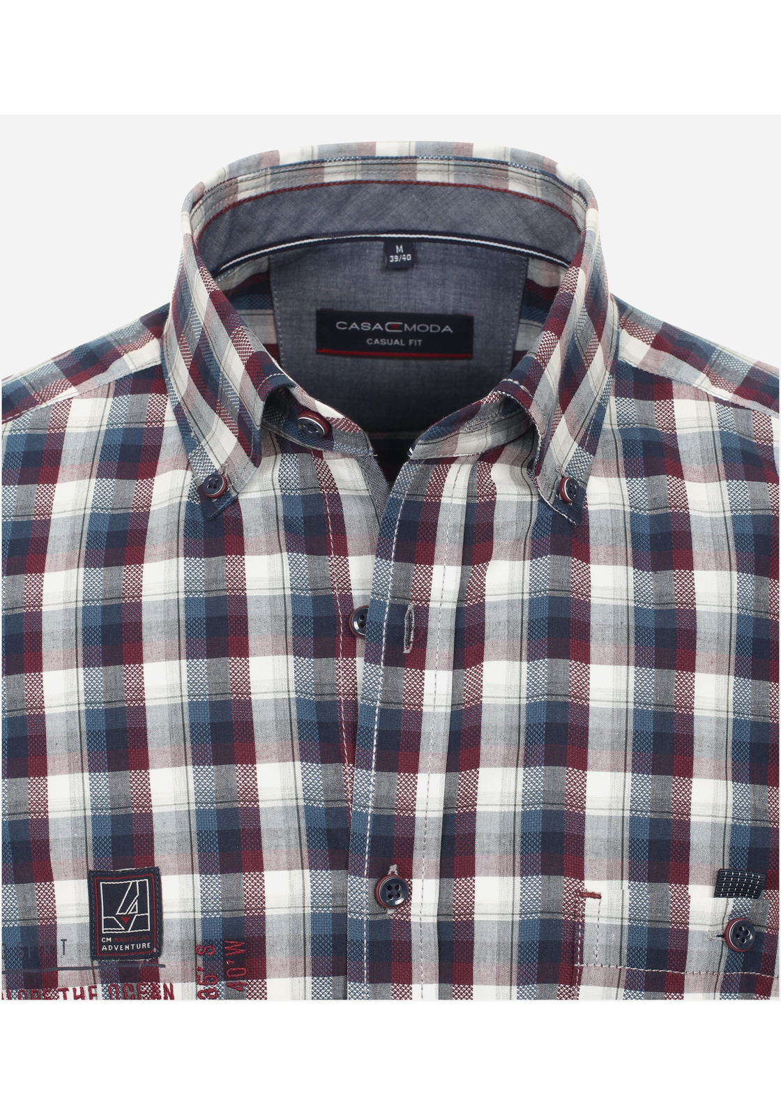 image_4_03880b3b6db6bf9058b6839d873a6ea7jpgautoformatbgF3F3F3blend-alpha100blend-colorF3F3F3blend-modedarkenfitclampp CASA MODA Sport casual fit overhemd, dobby, rood geruit