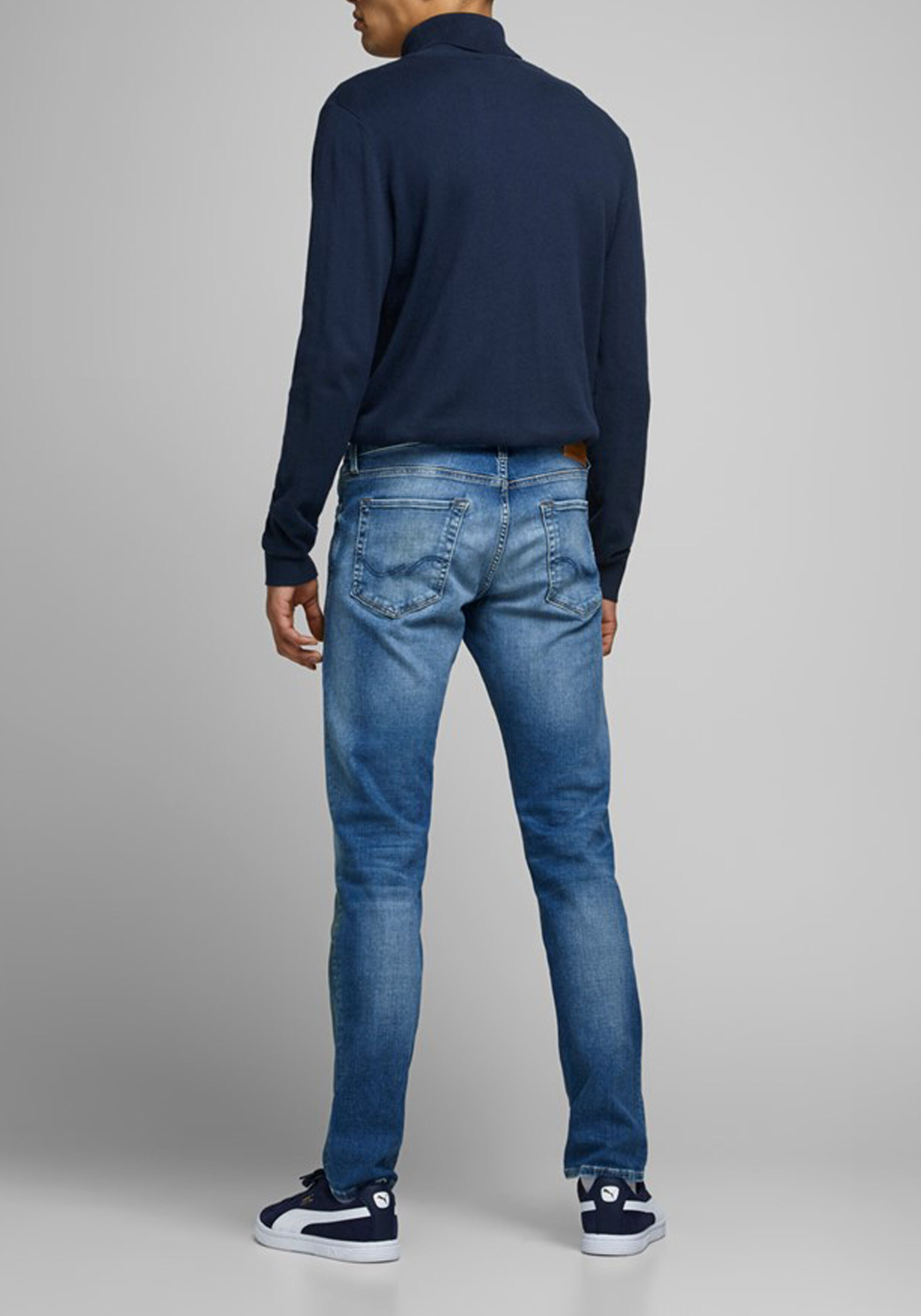JACK & JONES slim fit coltrui katoen, donkerblauw