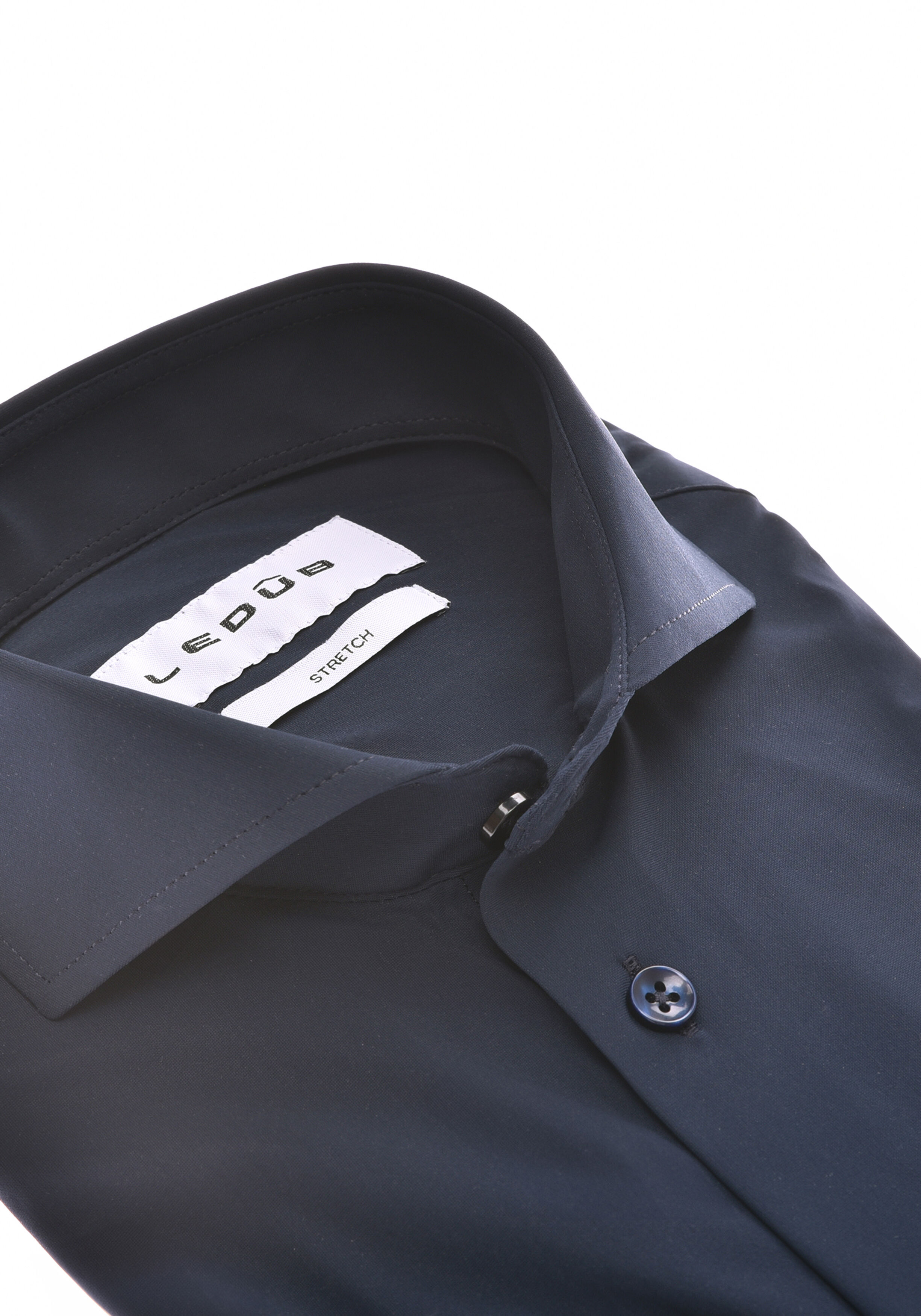 Ledub slim fit overhemd, popeline, donkerblauw