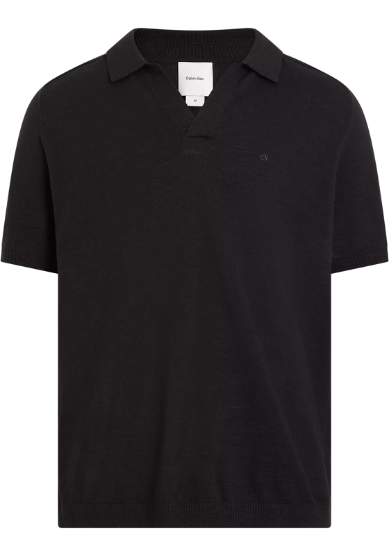 Calvin Klein Knitted Slub Texture Regular Polo, heren poloshirt, zwart Calvin Klein Knitted Slub Texture Regular Polo, heren poloshirt, zwart