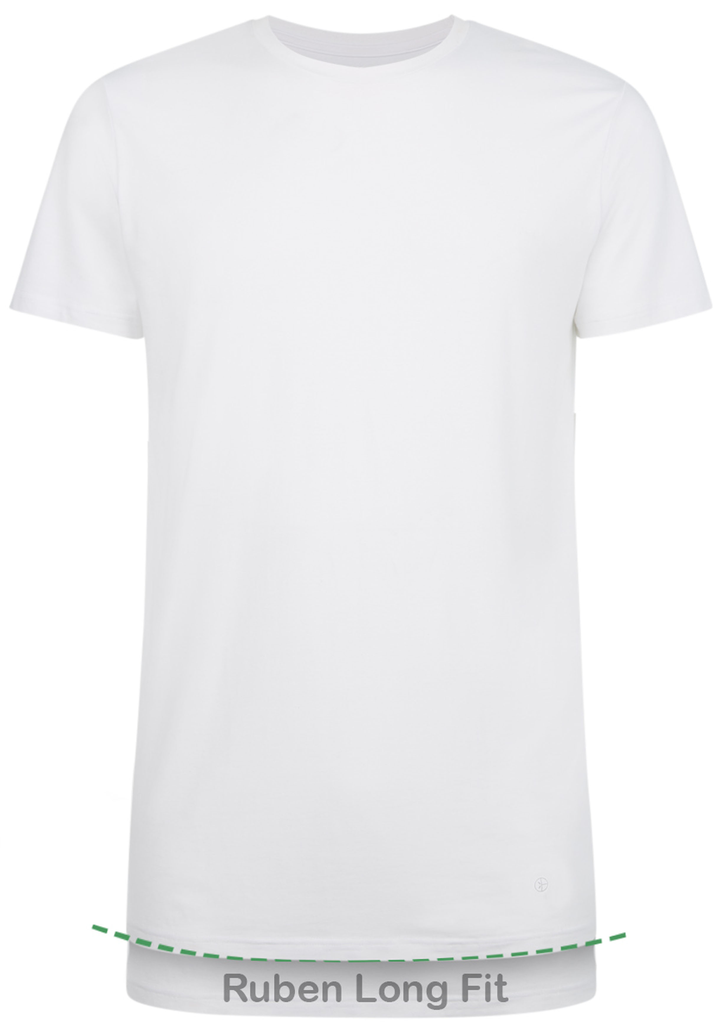 Bamboo Basics Ruben round neck T-shirt (2-pack), heren T-shirt O-hals extra lang, wit