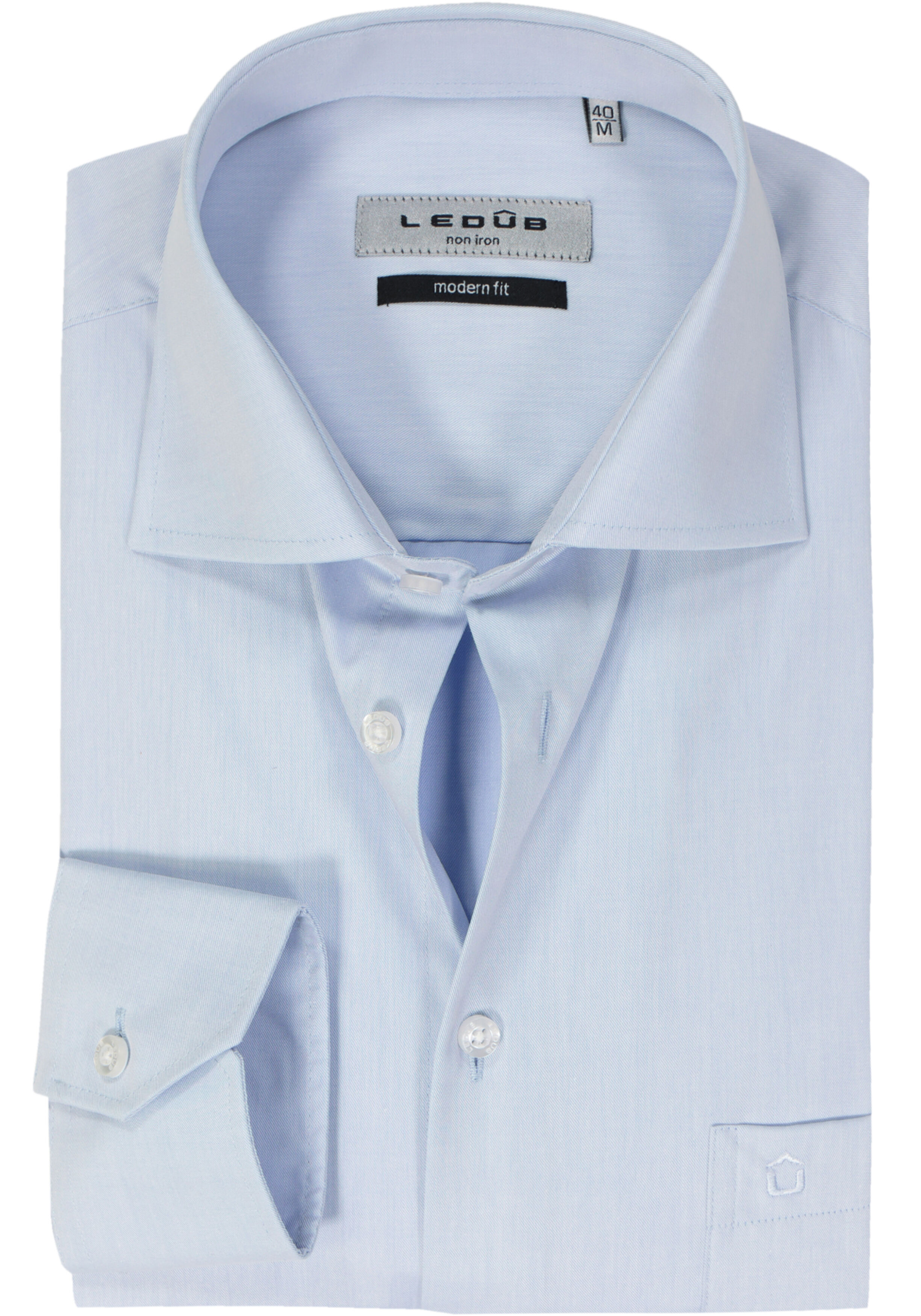 Ledub modern fit overhemd, lichtblauw twill 