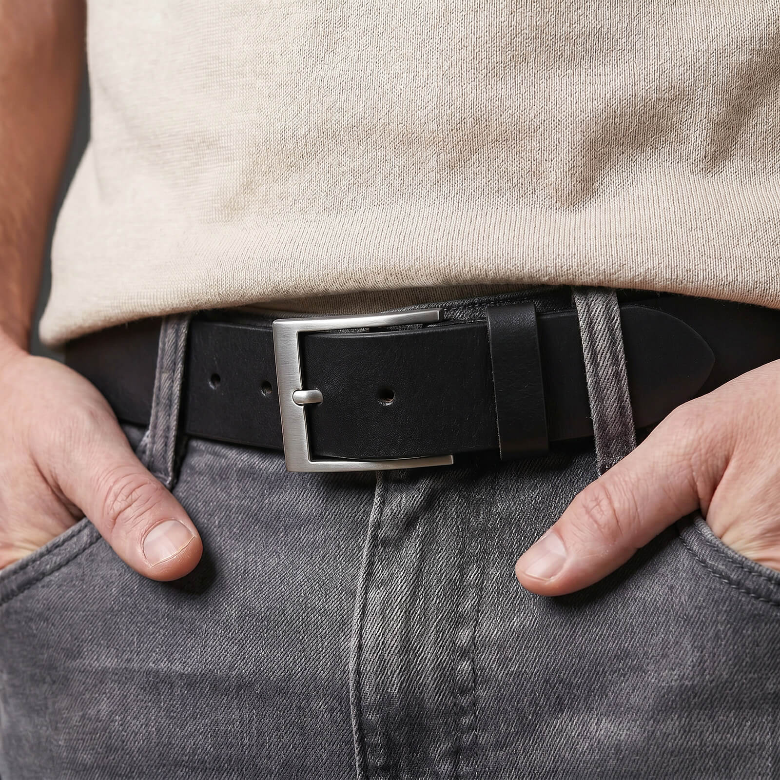 LINDENMANN leren heren riem, zwart