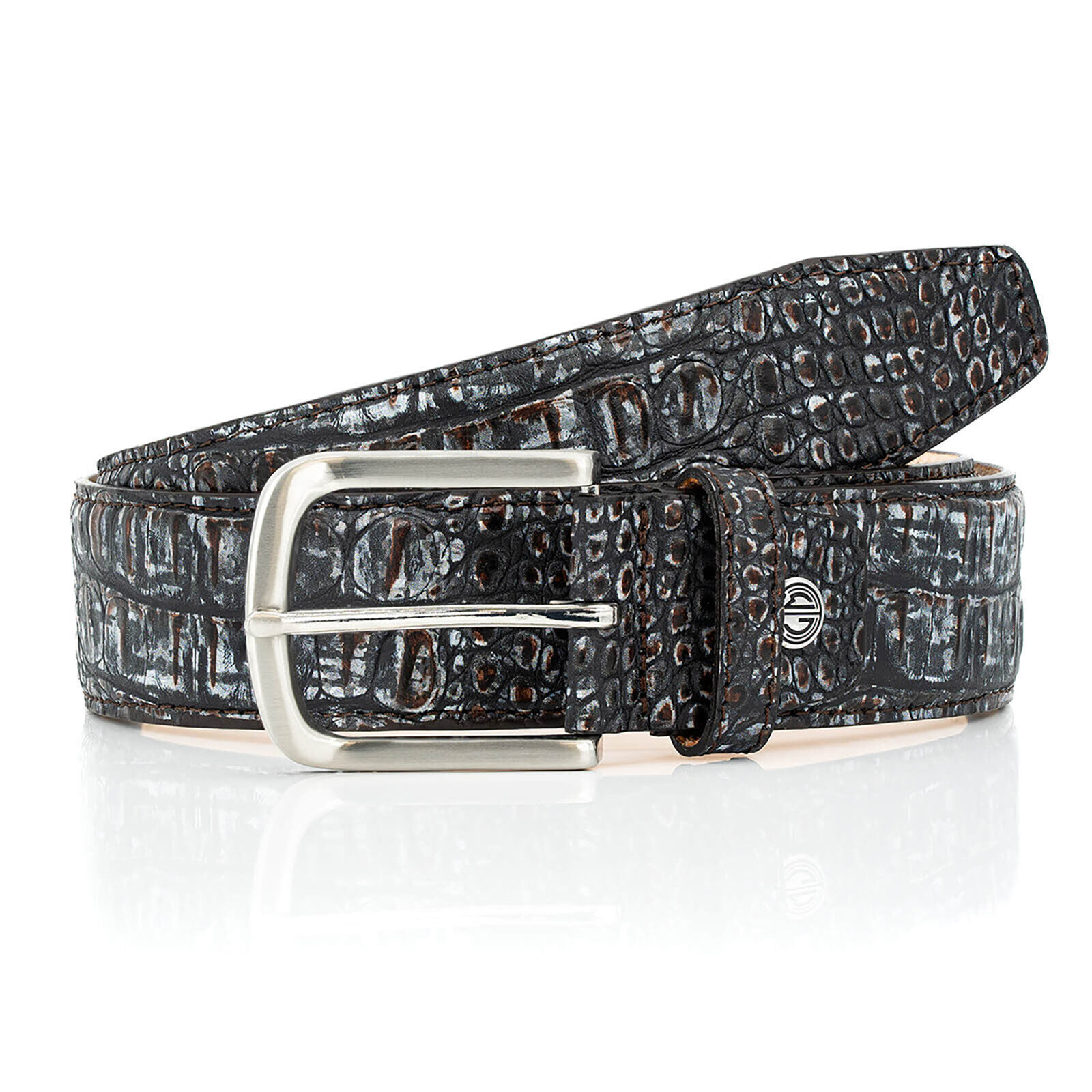 LINDENMANN leren heren riem, grijs