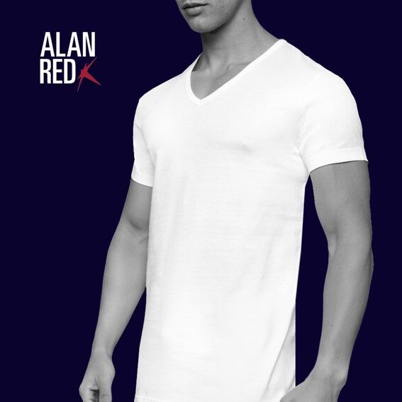 ALAN RED T-shirts Dean (2-pack), diepe V-hals, wit 