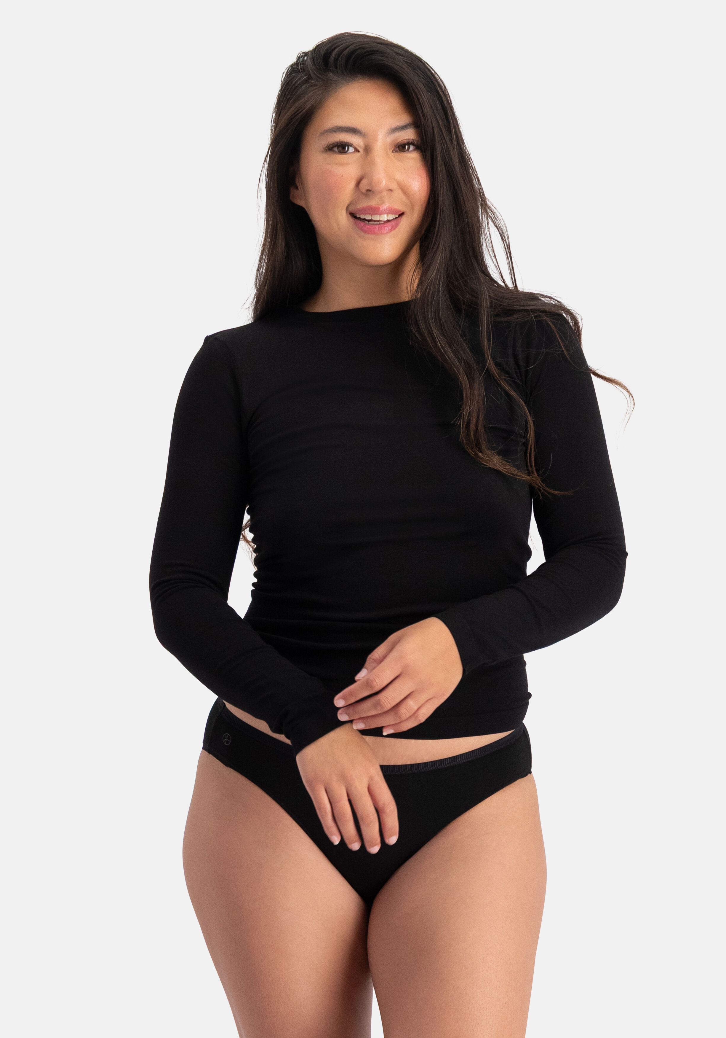 Bamboo Basics Tracy long sleeve, dames thermo T-shirt, zwart