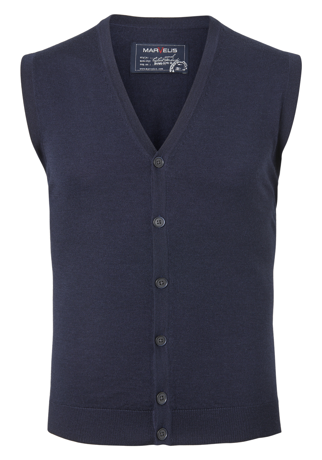 marvelis_trui63242818 MARVELIS heren vest mouwloos, wol, V-hals, donkerblauw