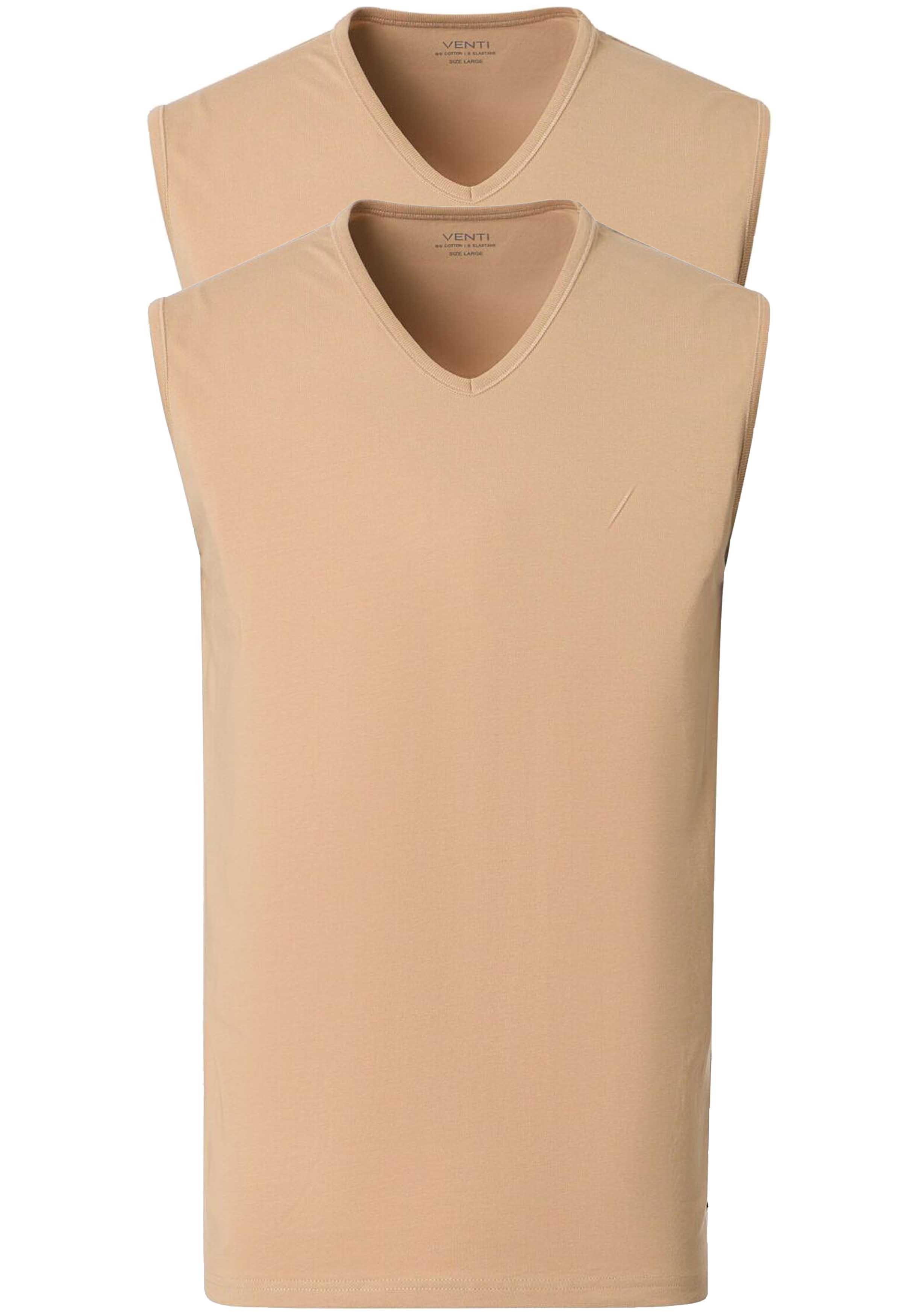 VENTI modern heren singlet (2-pack), beige