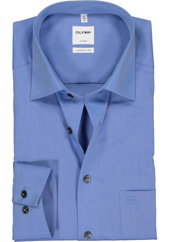 OLYMP Luxor comfort fit overhemd, middenblauw OLYMP Luxor comfort fit overhemd, middenblauw