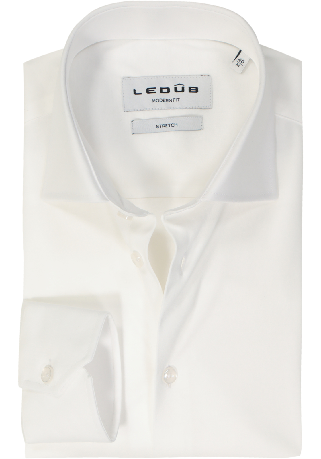 Ledub modern fit overhemd, popeline, wit Ledub modern fit overhemd, popeline, wit