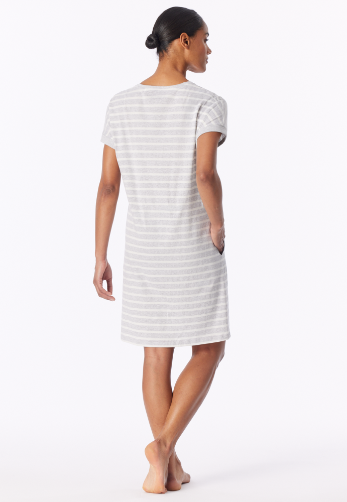 SCHIESSER dames Cotton Essentials Slaapshirt, dames slaapshirt, zilvergrijs melange gestreept