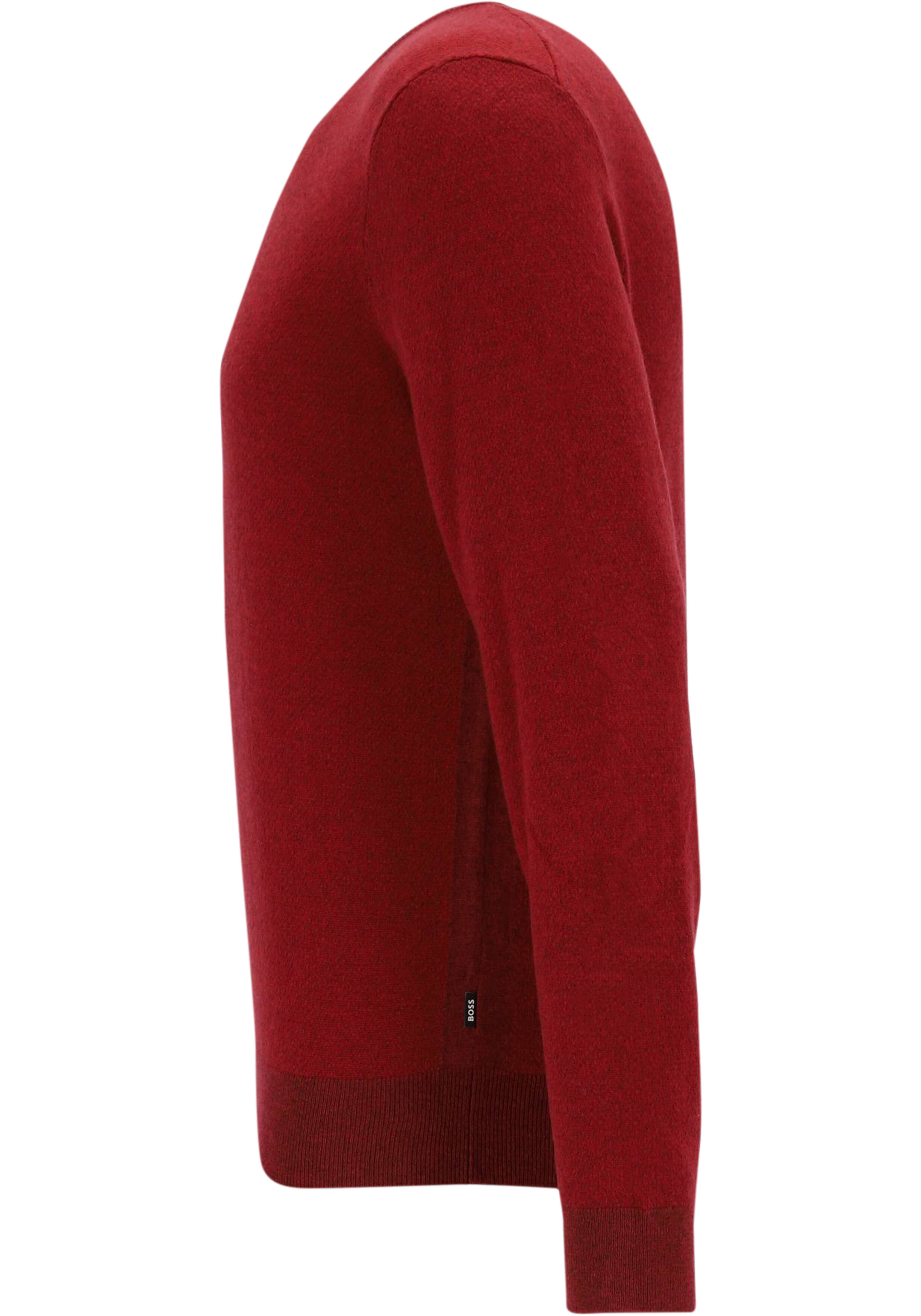 BOSS Hestro regular fit trui wolmengsel, heren trui middeldik O-hals, rood