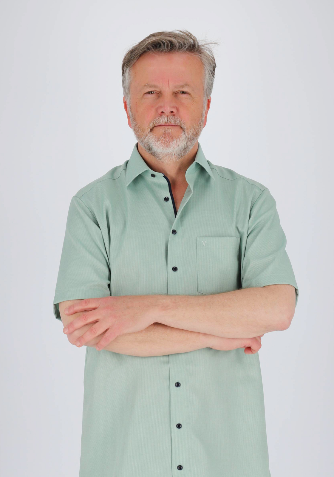 MARVELIS modern fit overhemd, korte mouw, structuur, groen MARVELIS modern fit overhemd, korte mouw, structuur, groen