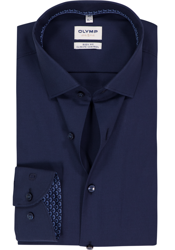 OLYMP 24/7 Level 5 body fit overhemd, twill, marine blauw OLYMP 24/7 Level 5 body fit overhemd, twill, marine blauw