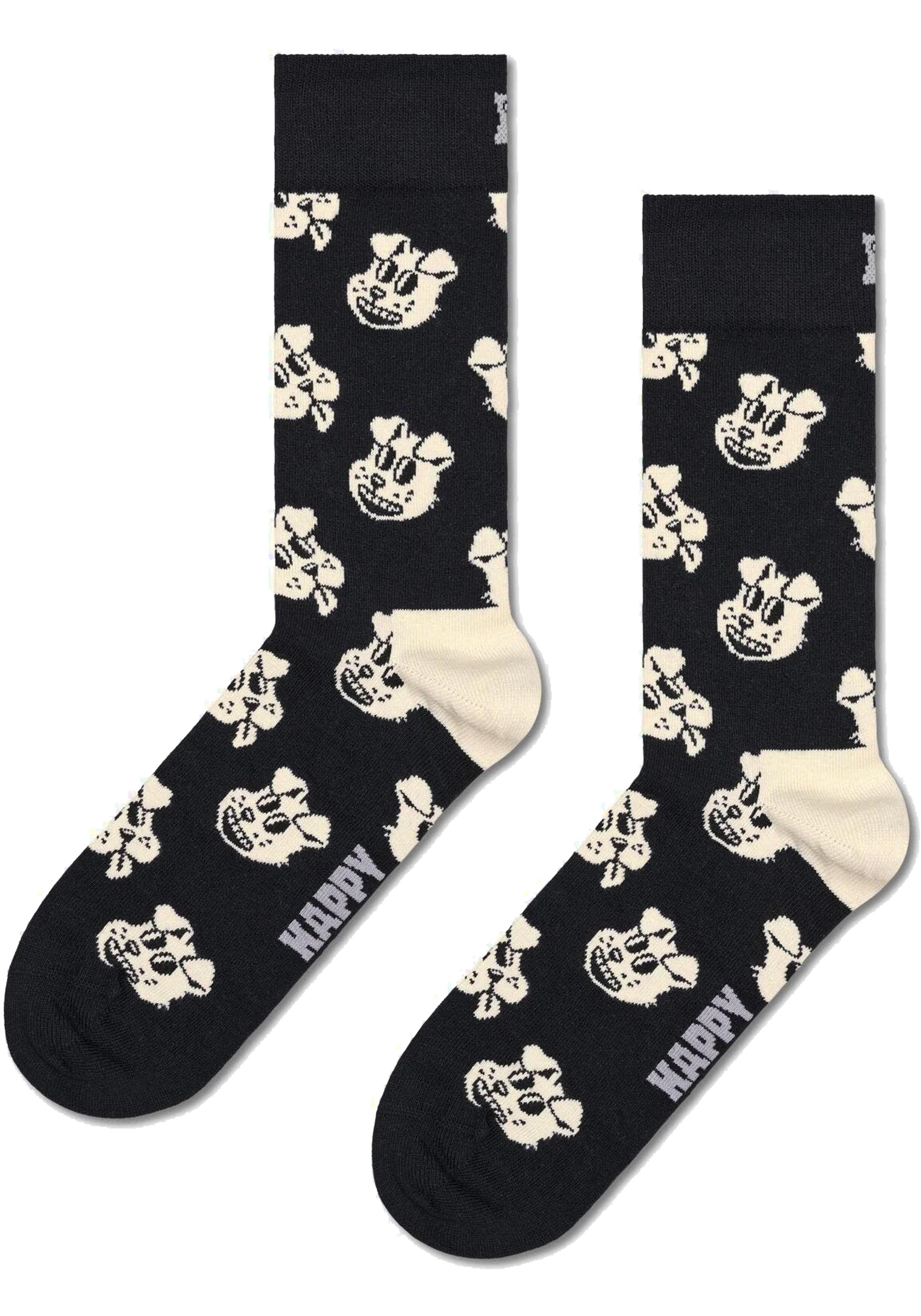 Happy Socks Dog Sock, unisex sokken, zwart