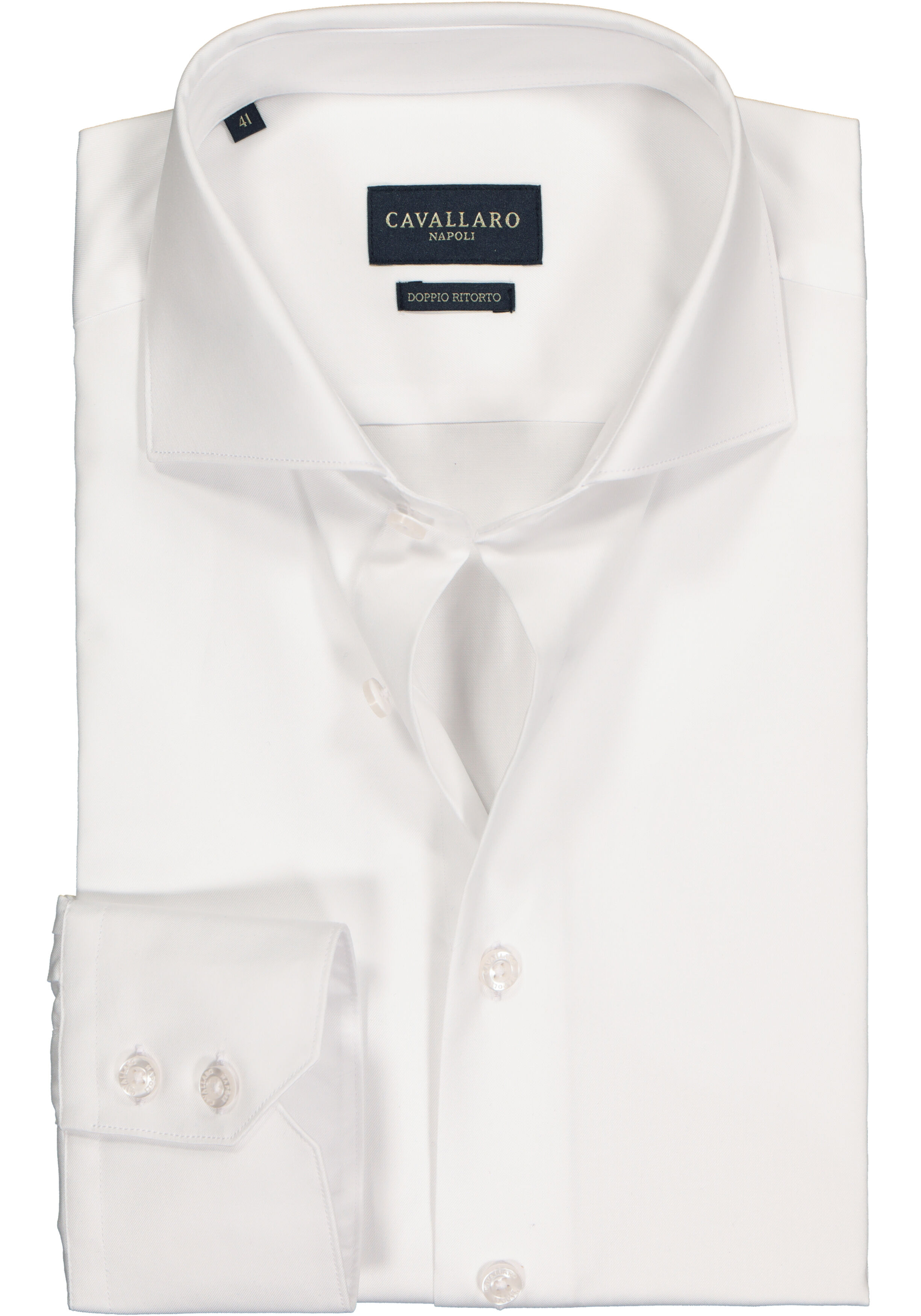 Cavallaro Napoli slim fit overhemd, twill, wit