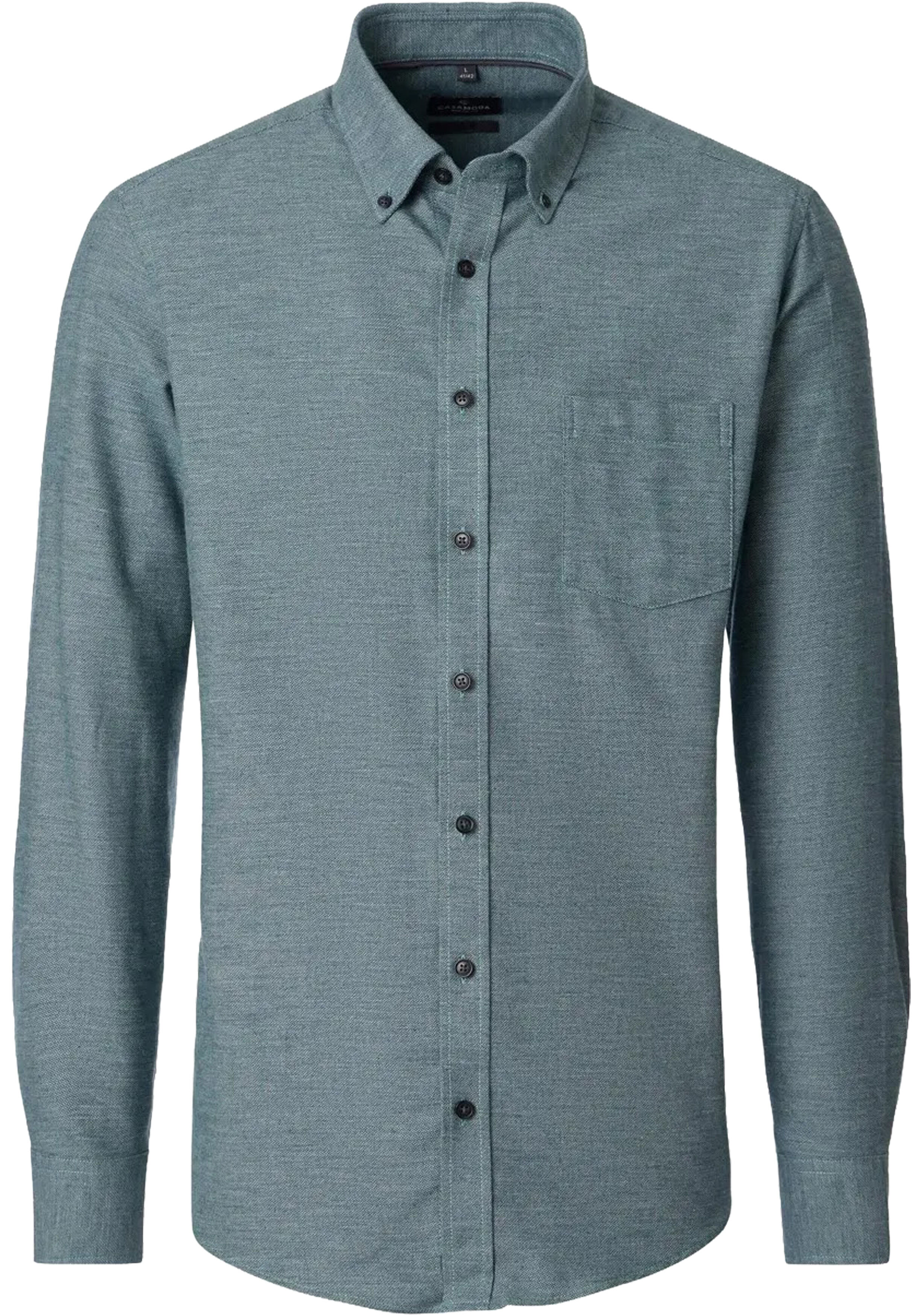 CASA MODA Sport casual fit overhemd, structuur, groenblauw
