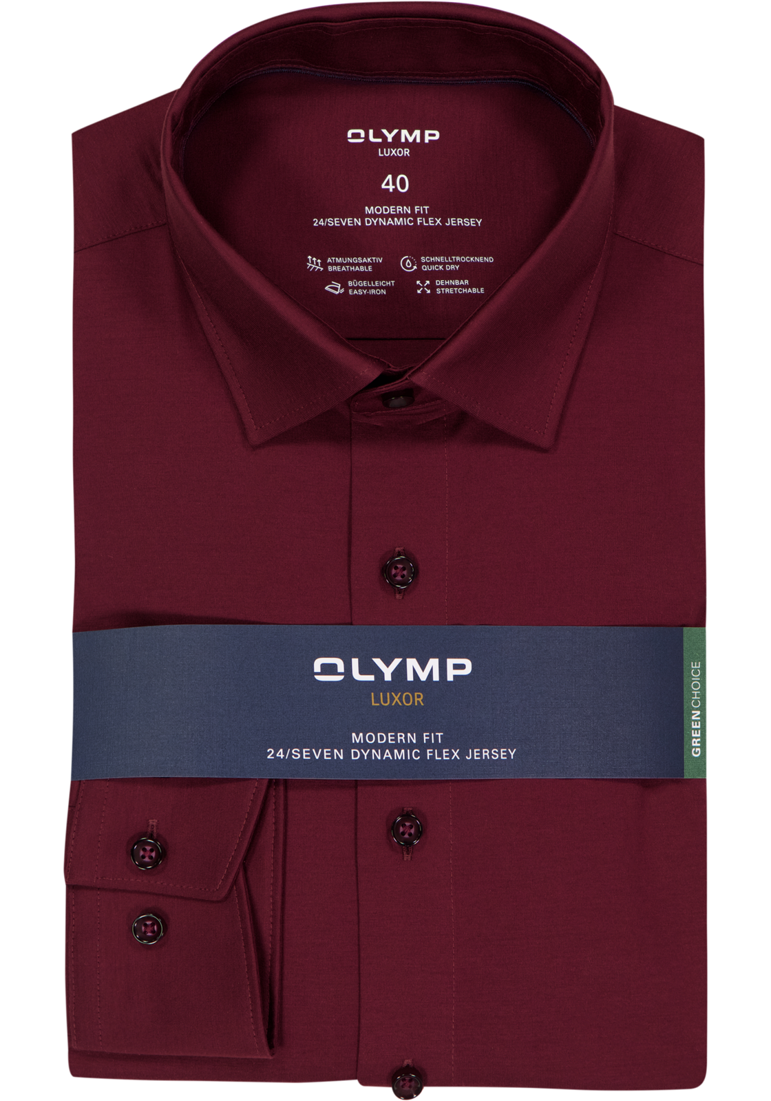 OLYMP 24/7 Luxor modern fit overhemd, tricot, donker rood OLYMP 24/7 Luxor modern fit overhemd, tricot, donker rood