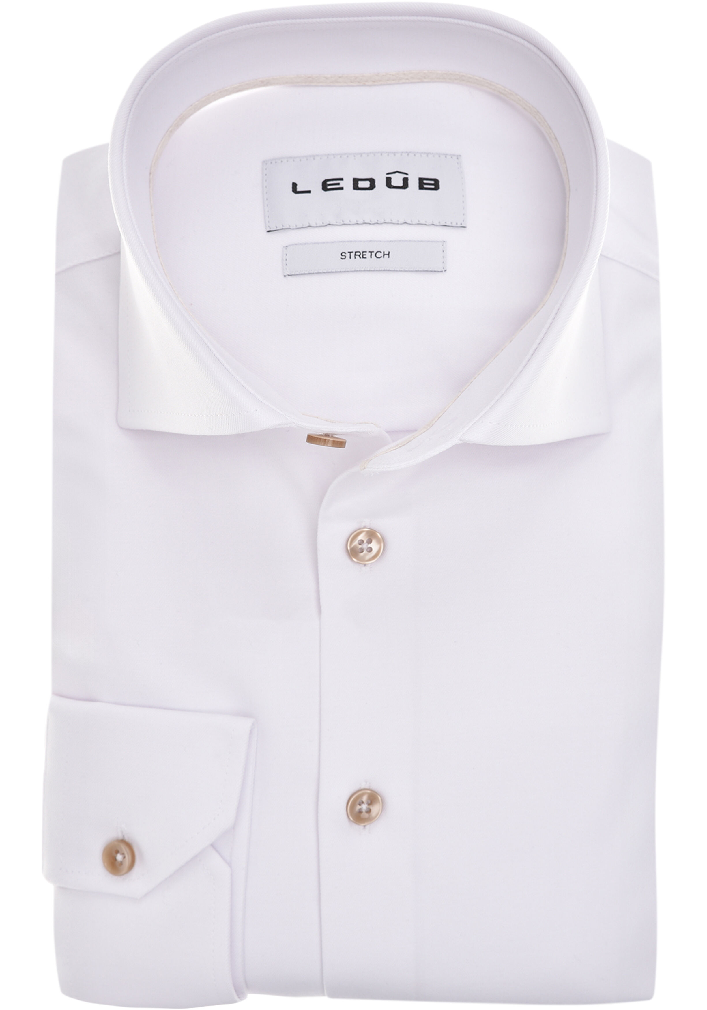 Ledub modern fit overhemd, mouwlengte 72 cm, popeline, wit